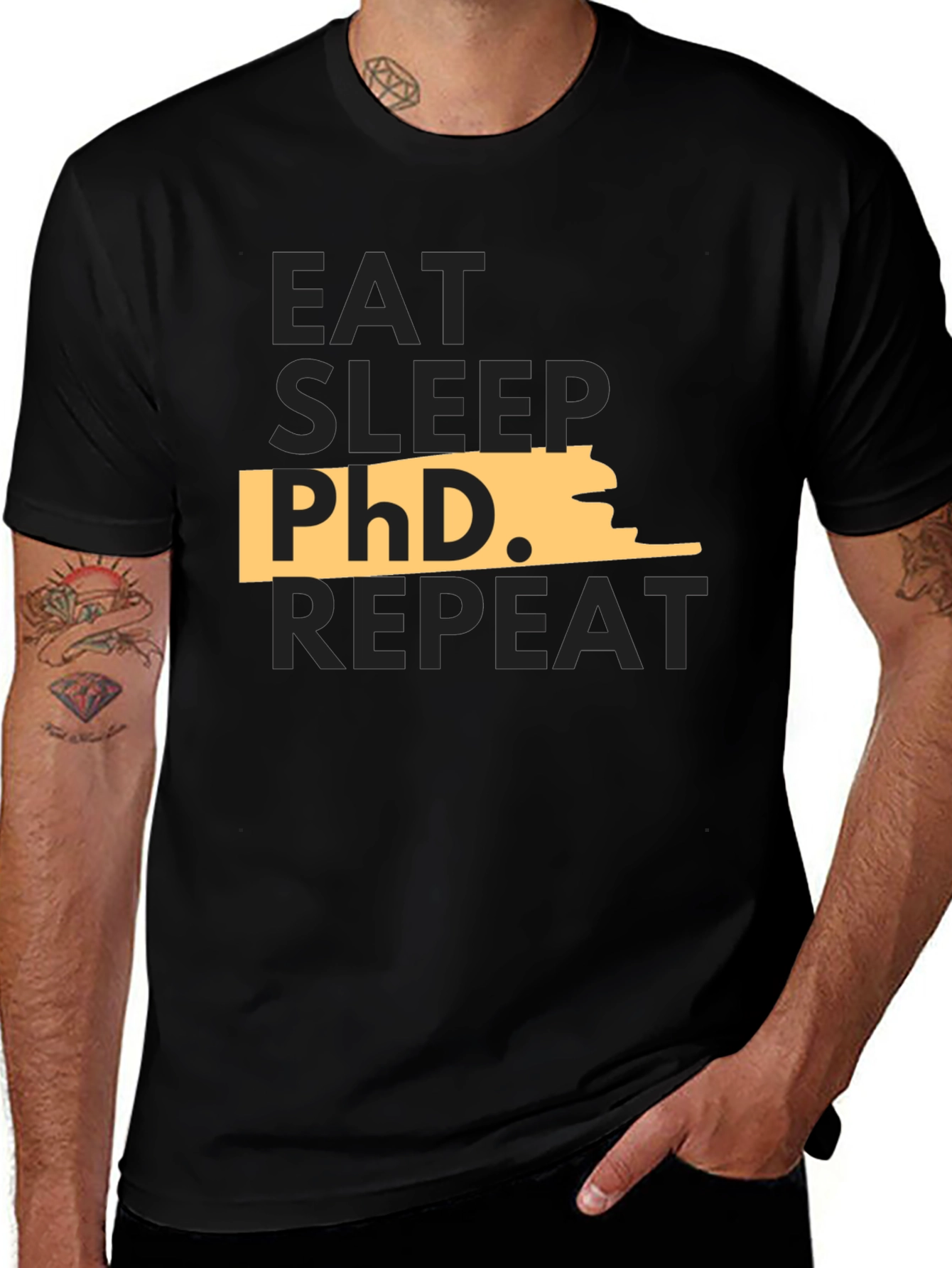Eat Sleep PhD Repeat Black T-Shirt