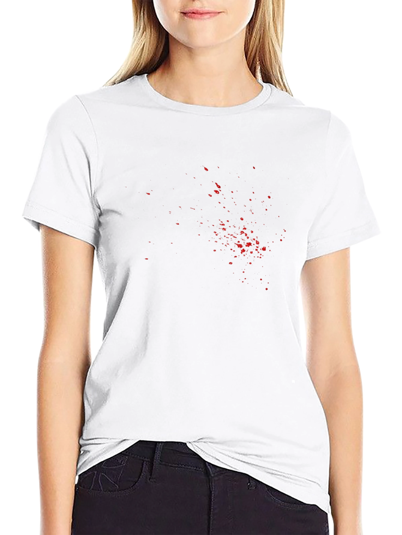 Mens Black T-Shirt with Red Splatter Print