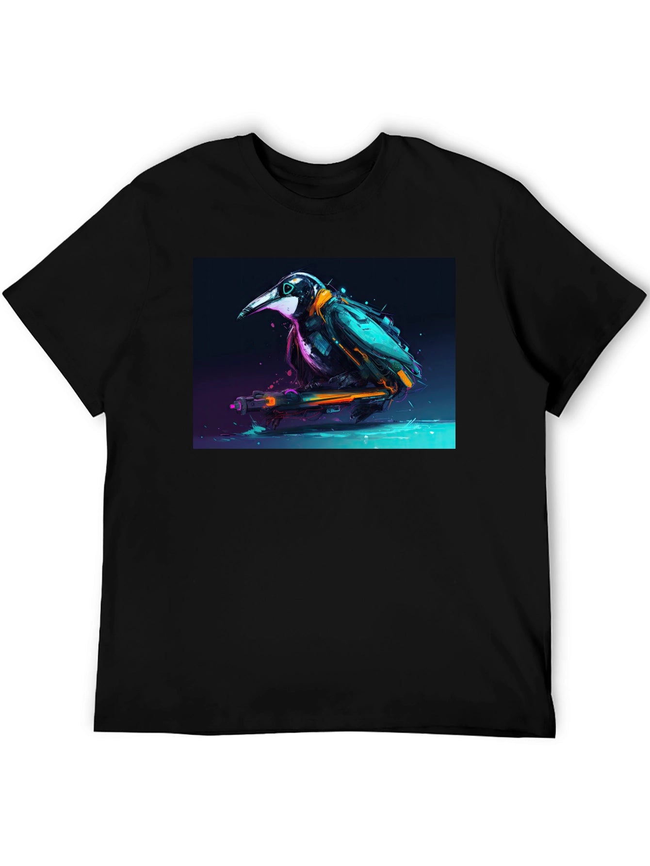 Cyberpunk Crow Graphic Tee - Sleek & Stylish