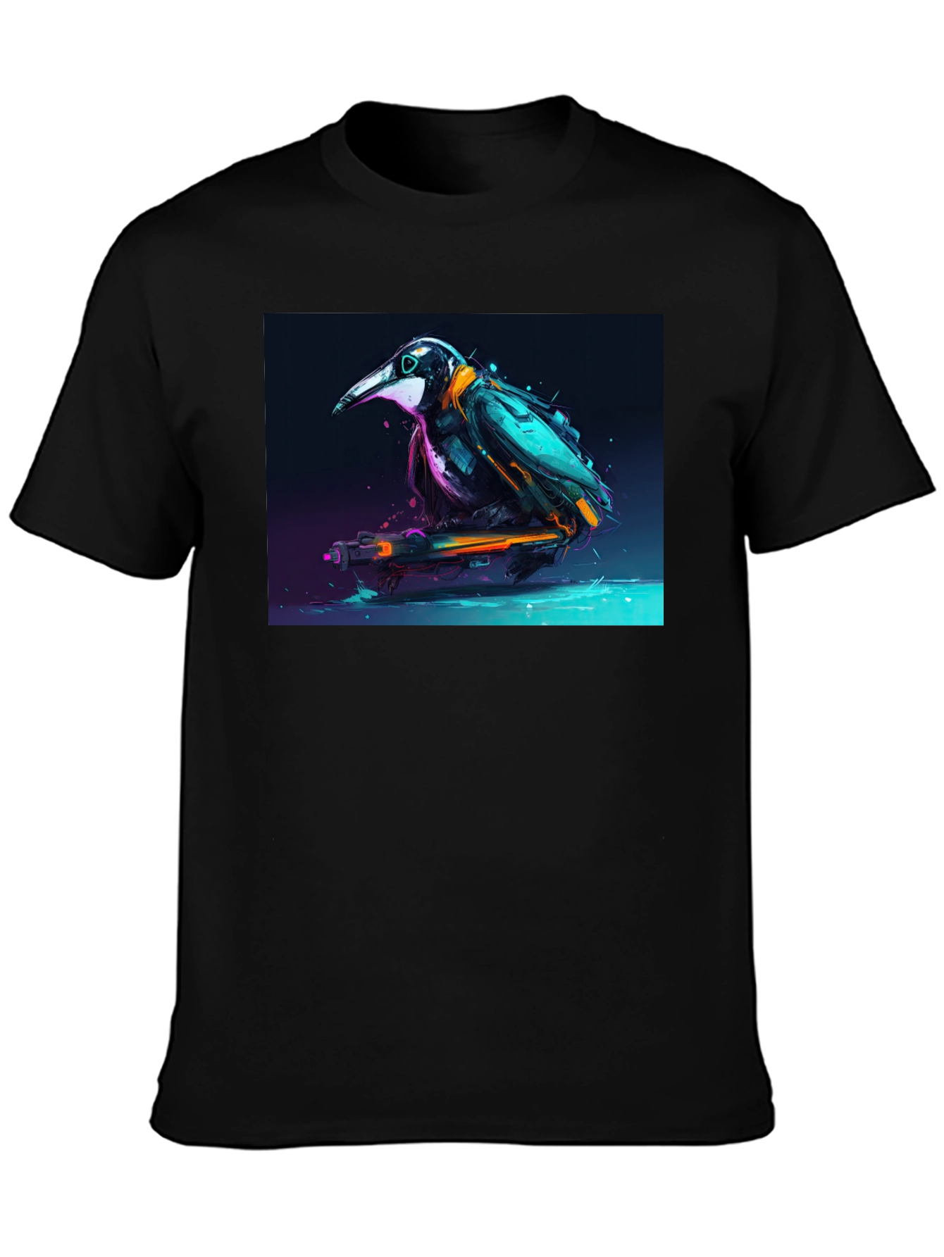Cyberpunk Crow Graphic Tee - Sleek & Stylish