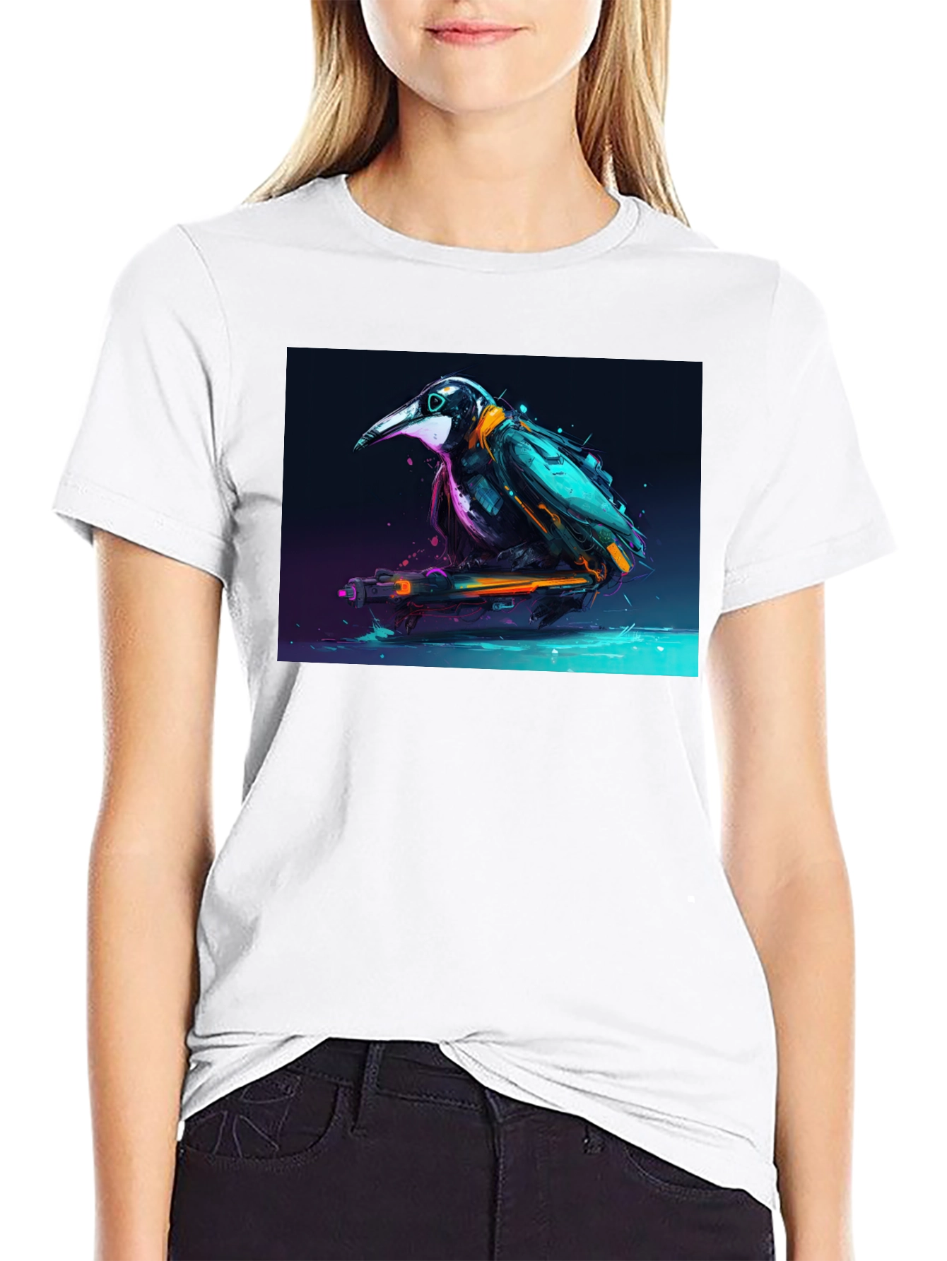 Cyberpunk Crow Graphic Tee - Sleek & Stylish