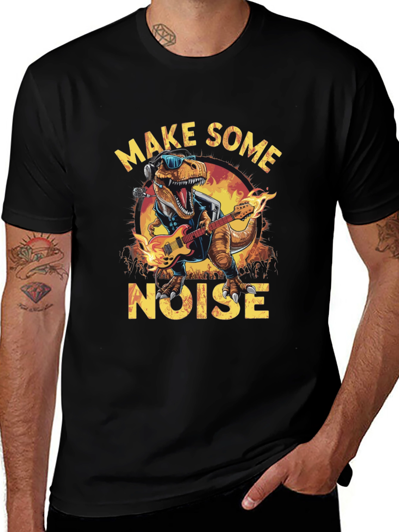 Rock and Roll Dinosaur Graphic Tee
