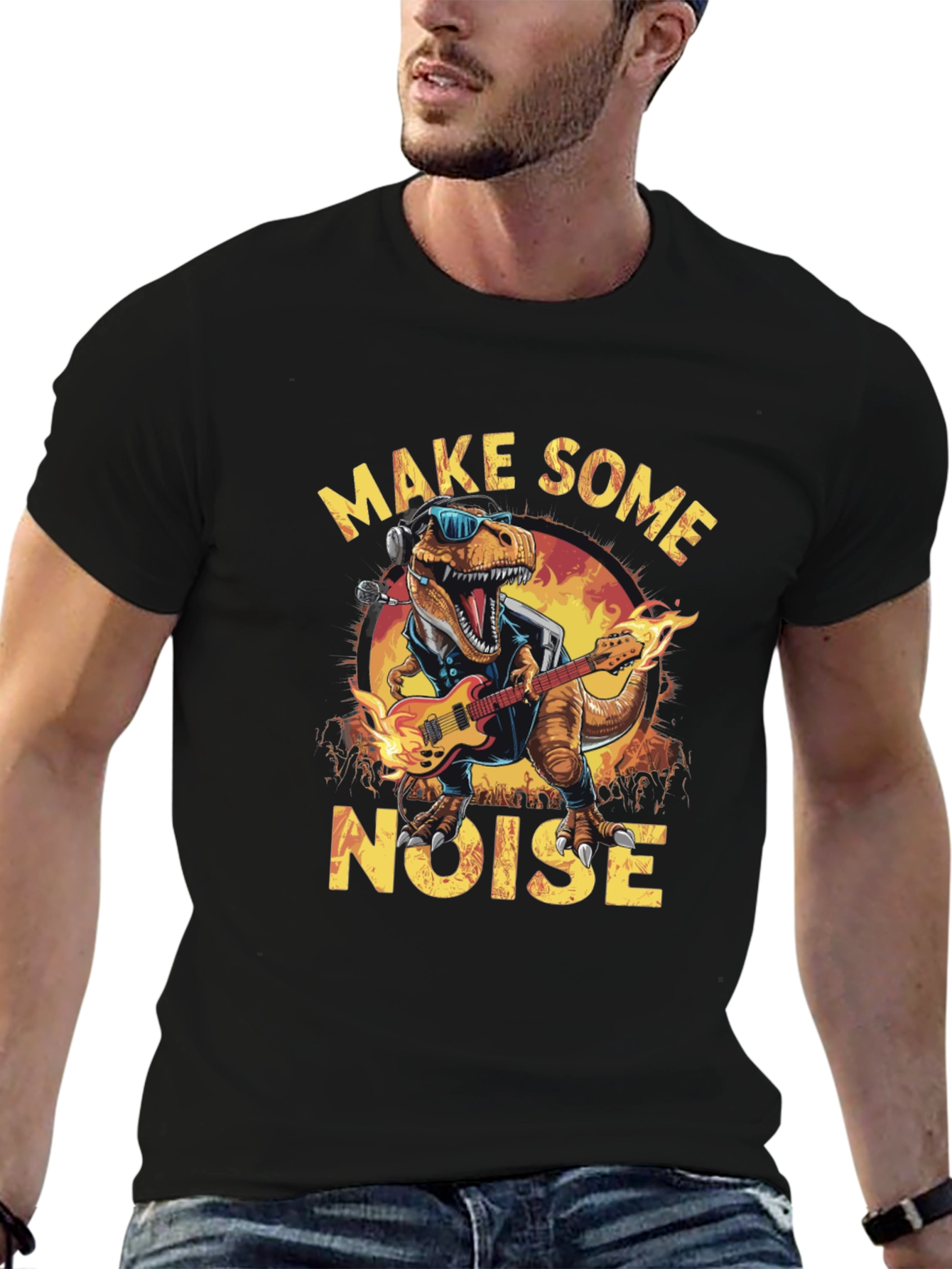 Rock and Roll Dinosaur Graphic Tee