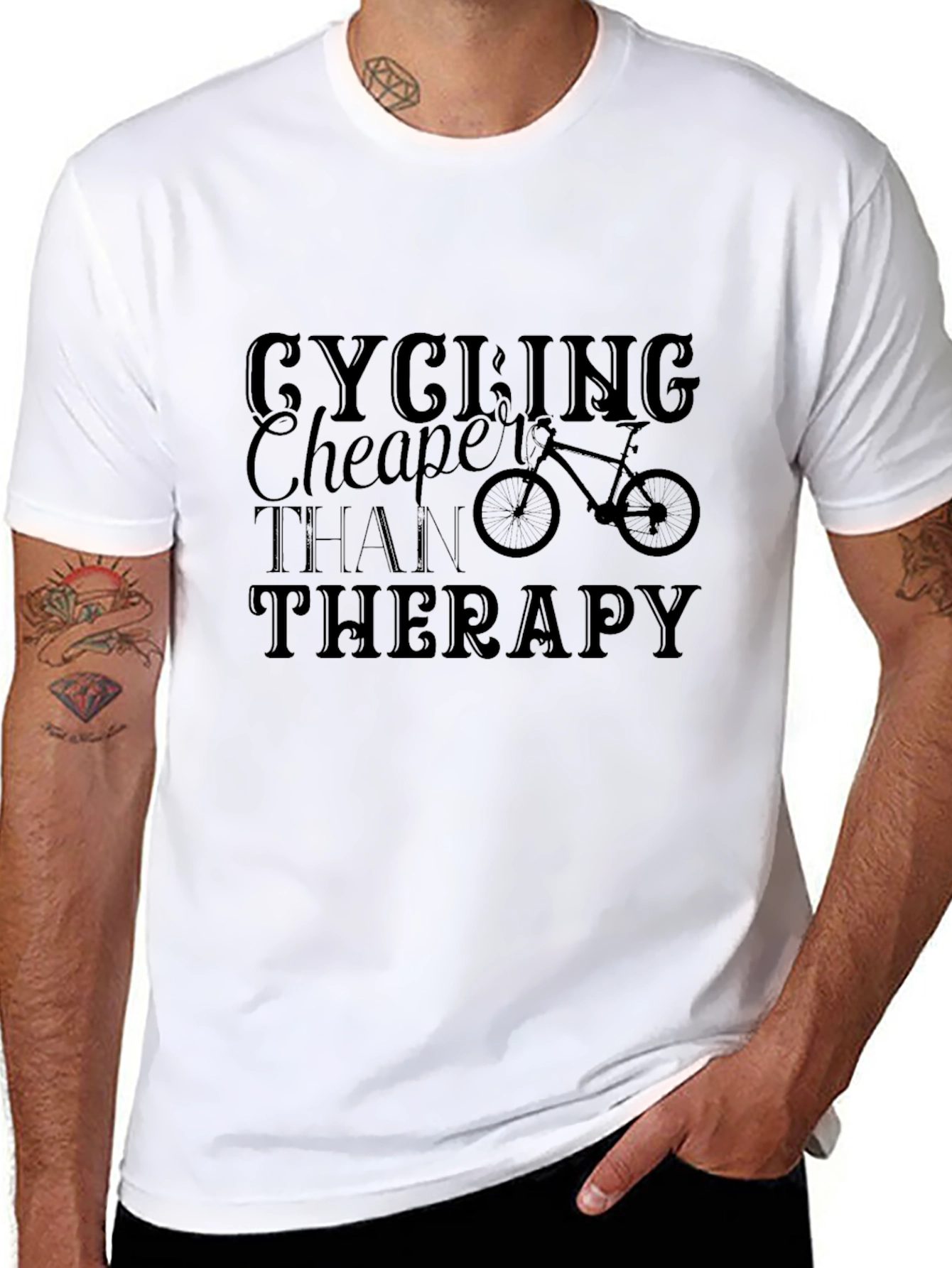 Cycling Cheaper Than Therapy Black T-Shirt