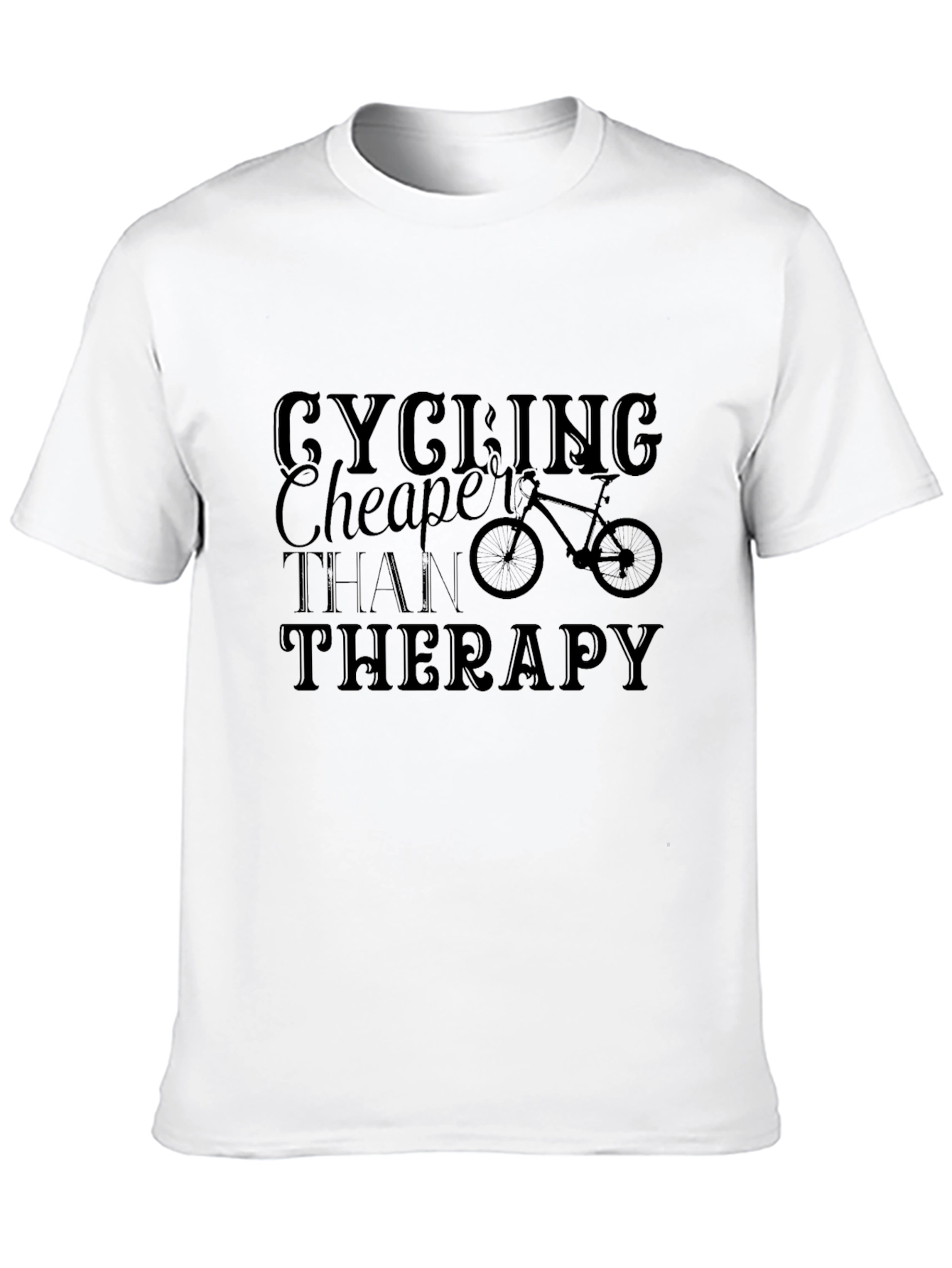 Cycling Cheaper Than Therapy Black T-Shirt