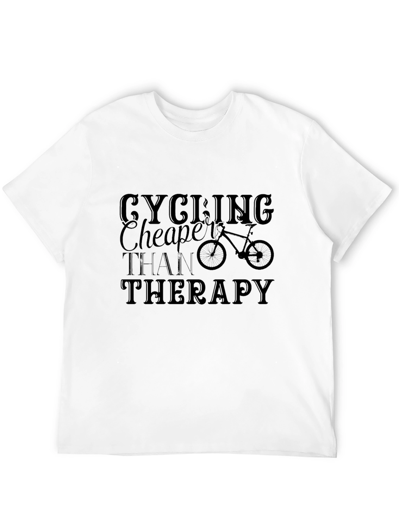 Cycling Cheaper Than Therapy Black T-Shirt