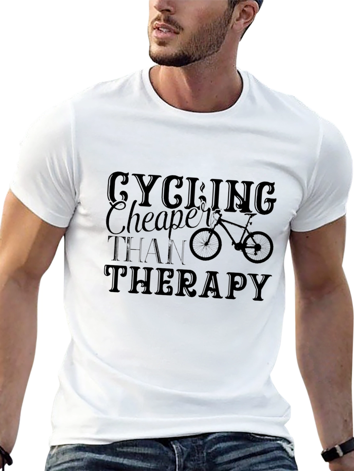 Cycling Cheaper Than Therapy Black T-Shirt