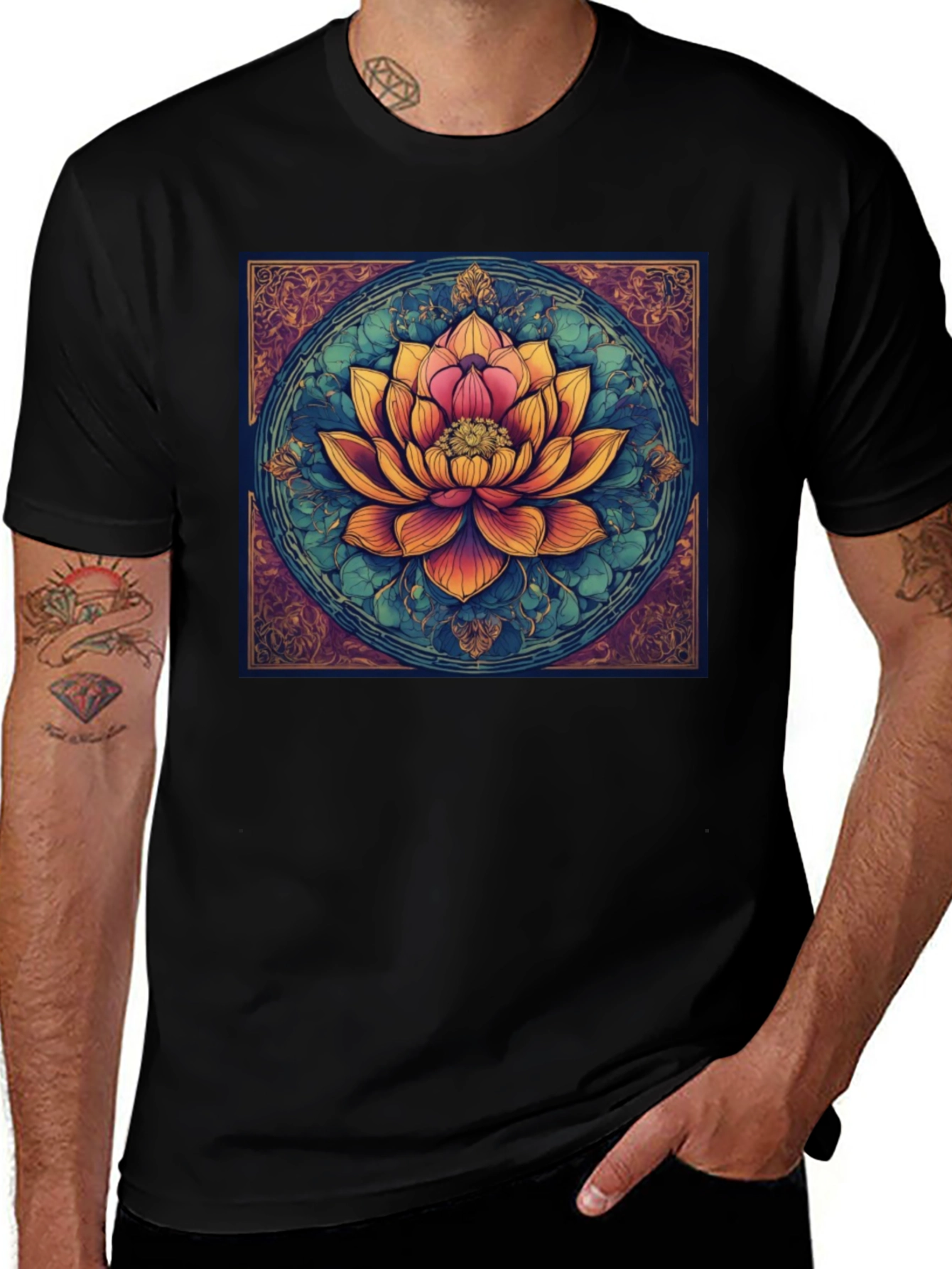 Lotus Flower Graphic Tee - Artistic Design