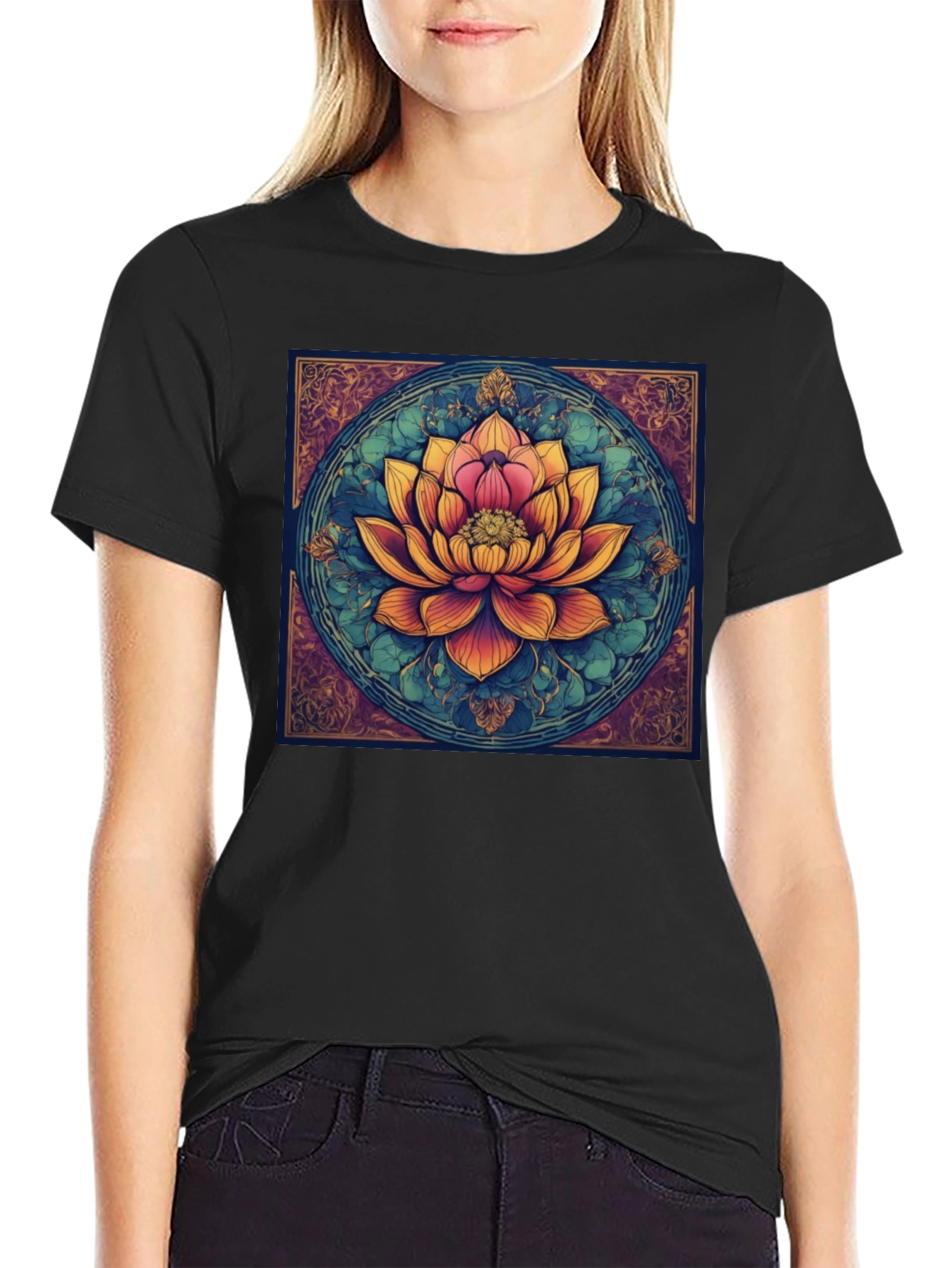 Lotus Flower Graphic Tee - Artistic Design