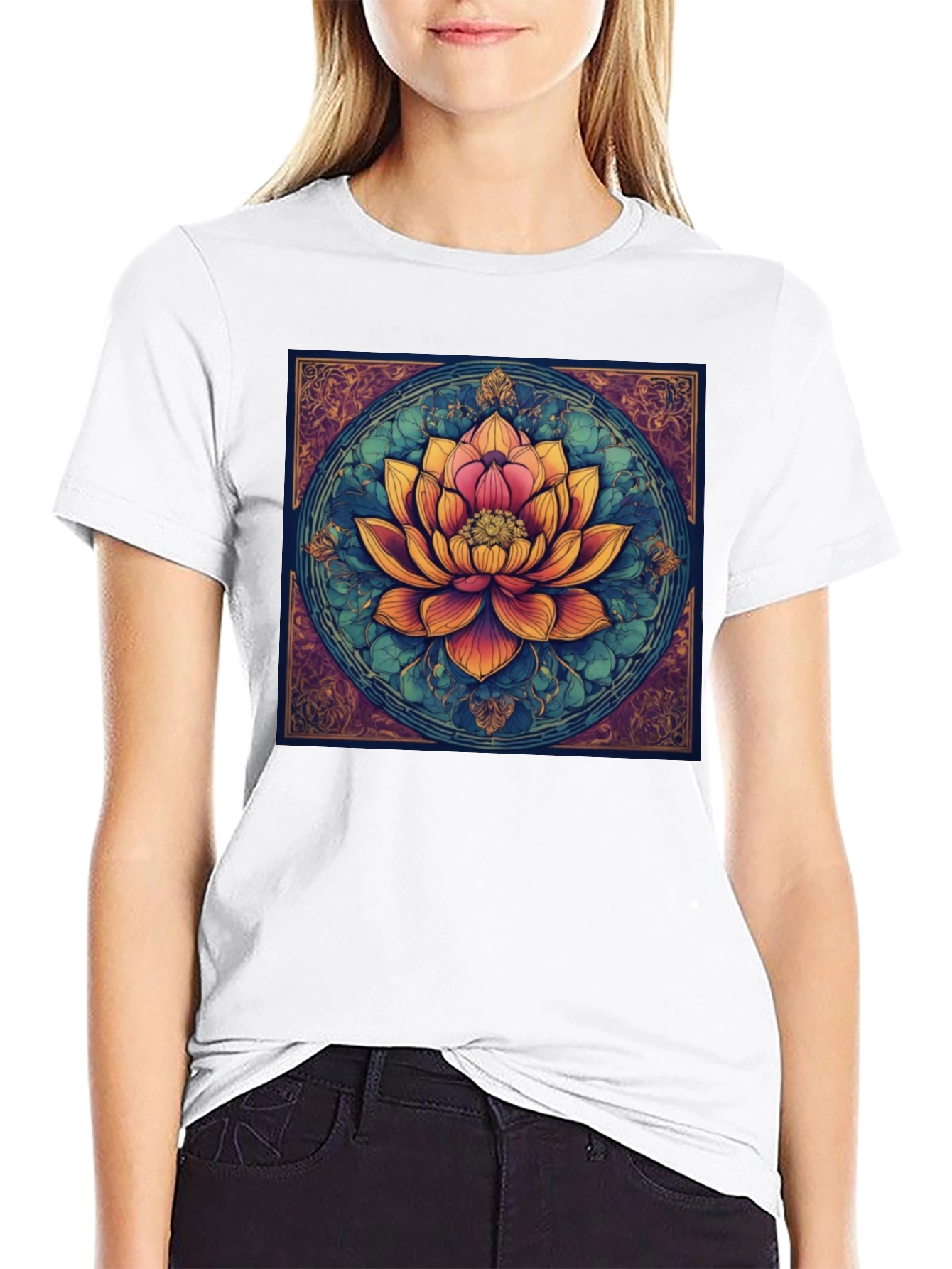 Lotus Flower Graphic Tee - Artistic Design