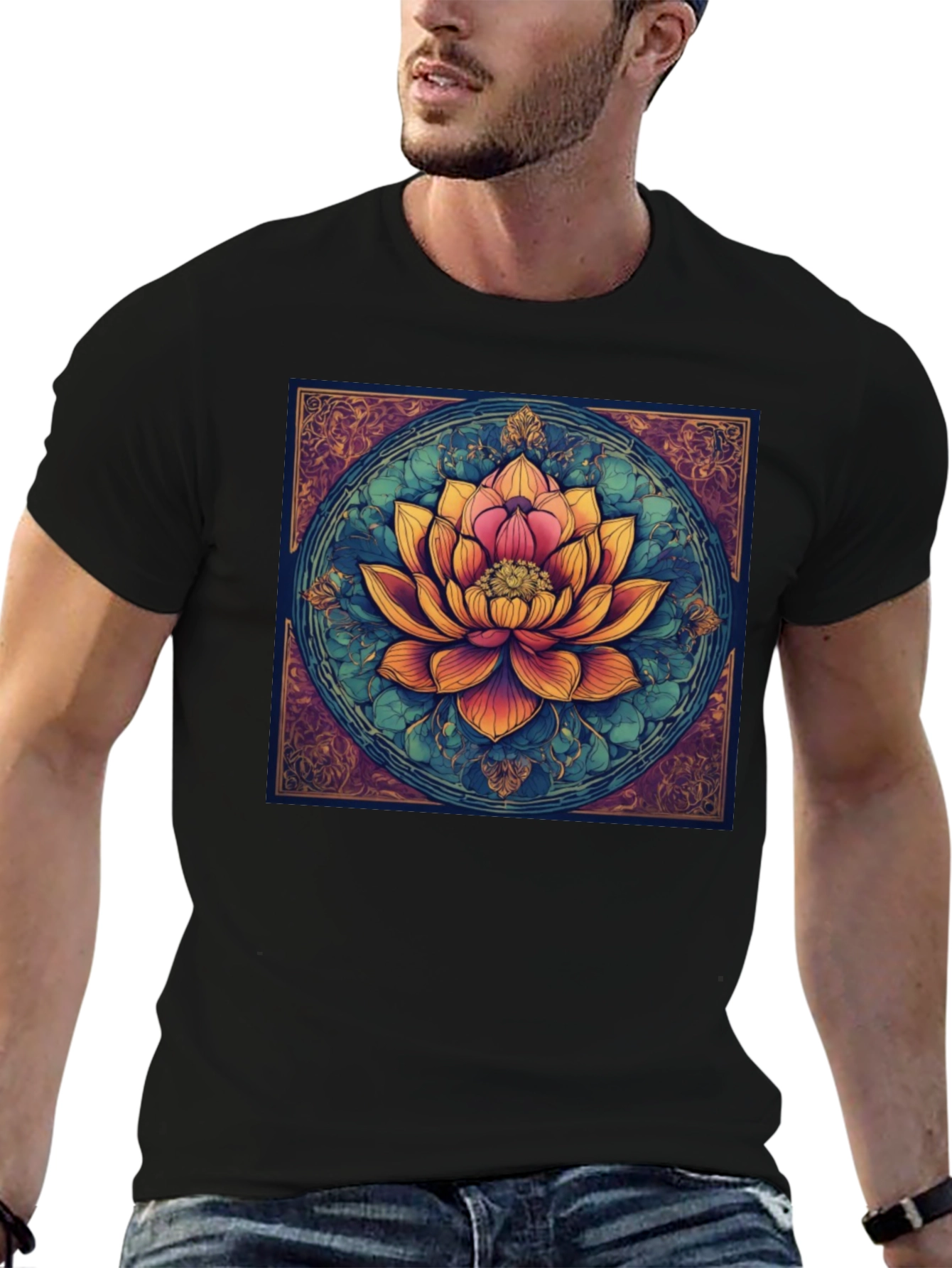 Lotus Flower Graphic Tee - Artistic Design