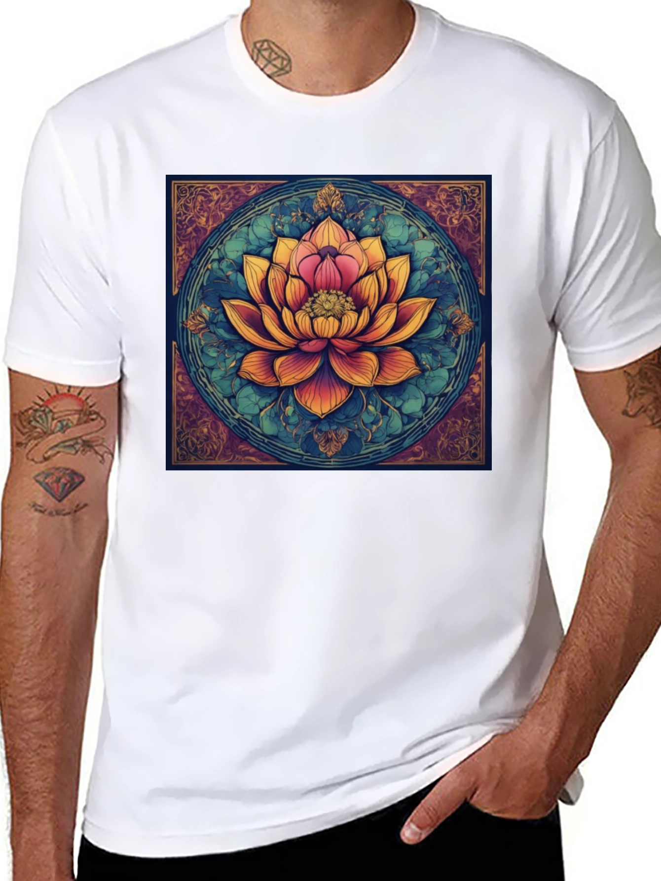 Lotus Flower Graphic Tee - Artistic Design