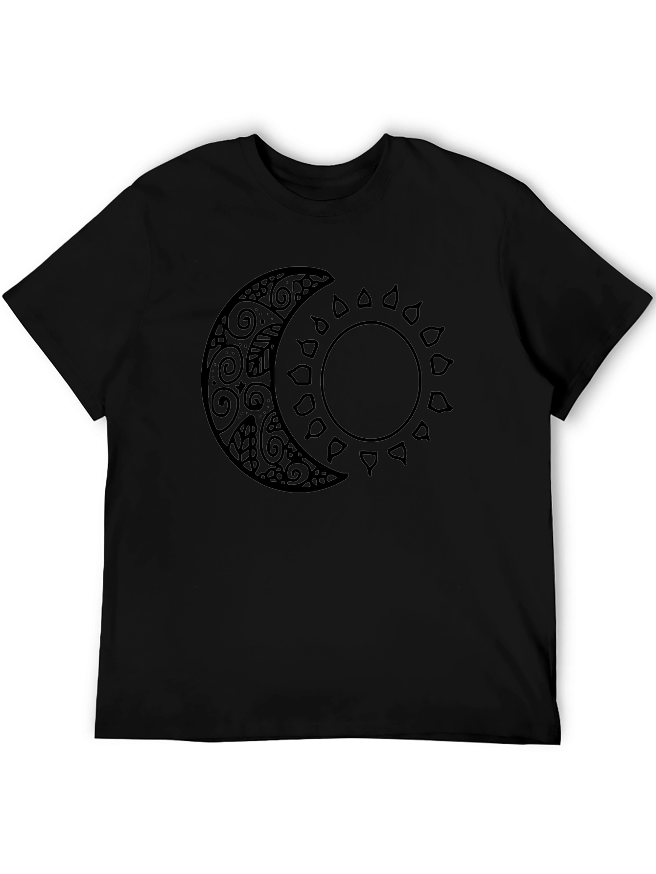 Celestial Sun and Moon Graphic Tee - Black