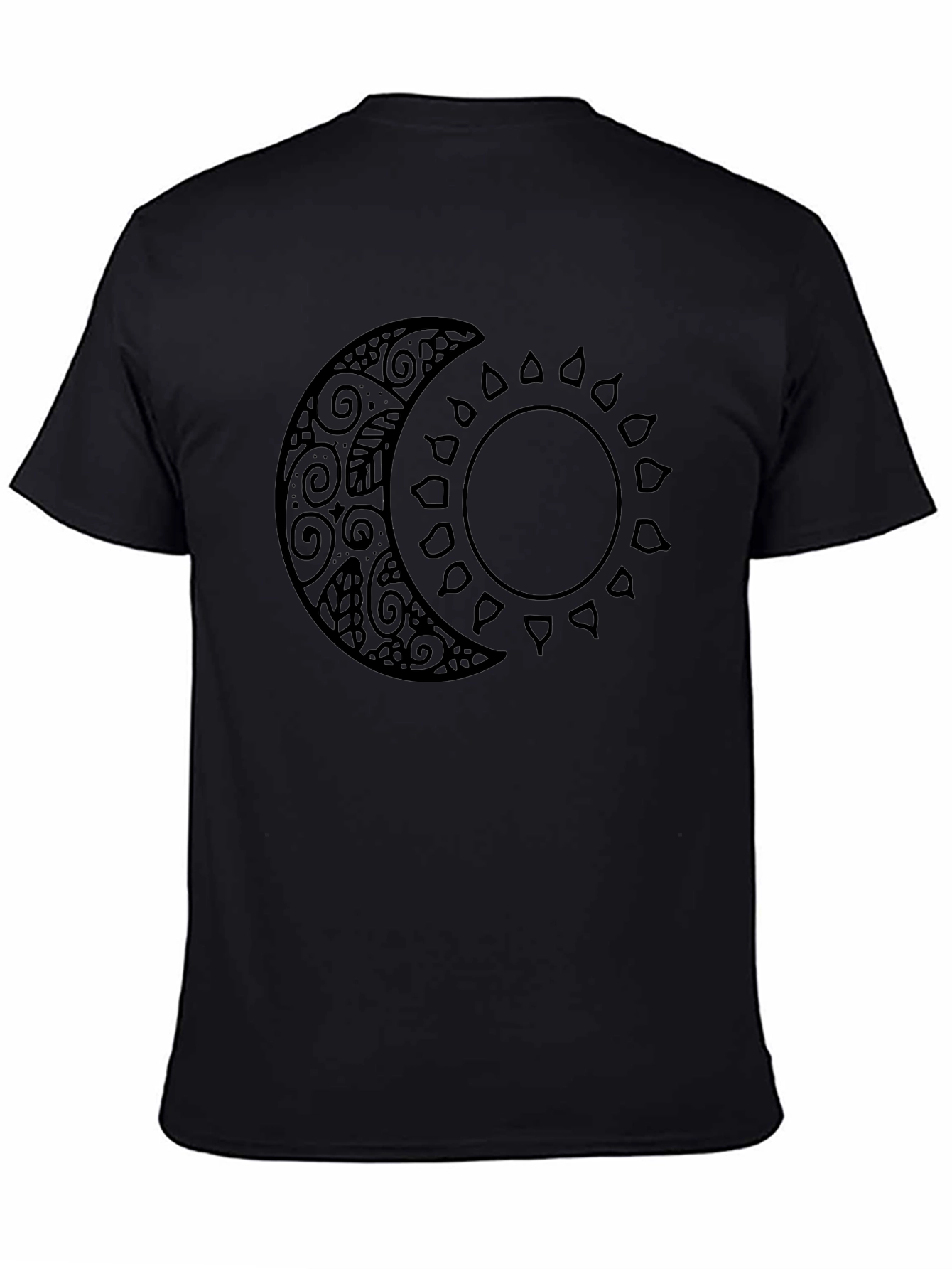 Celestial Sun and Moon Graphic Tee - Black