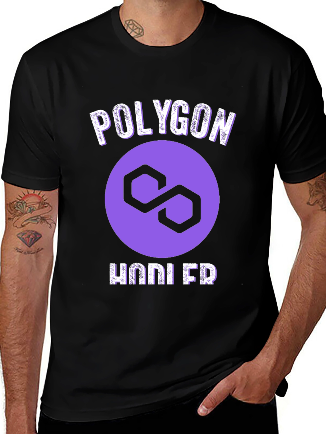Polygon HODLER Black T-Shirt Crypto Fan