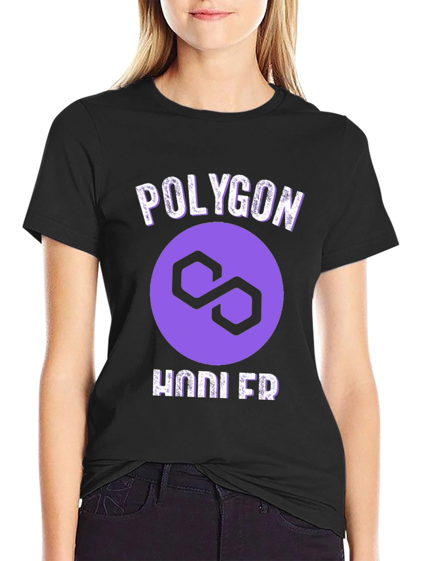 Polygon HODLER Black T-Shirt Crypto Fan