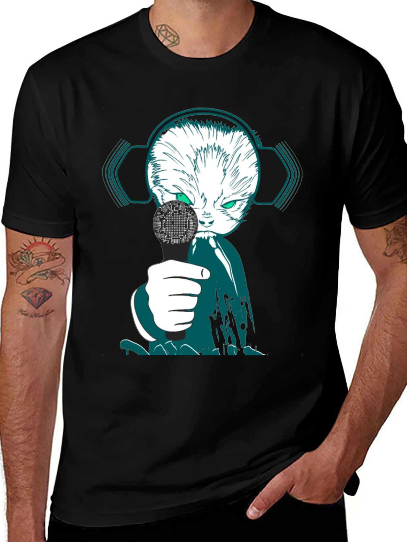 Cyber Cat DJ Graphic Tee - Unique Streetwear