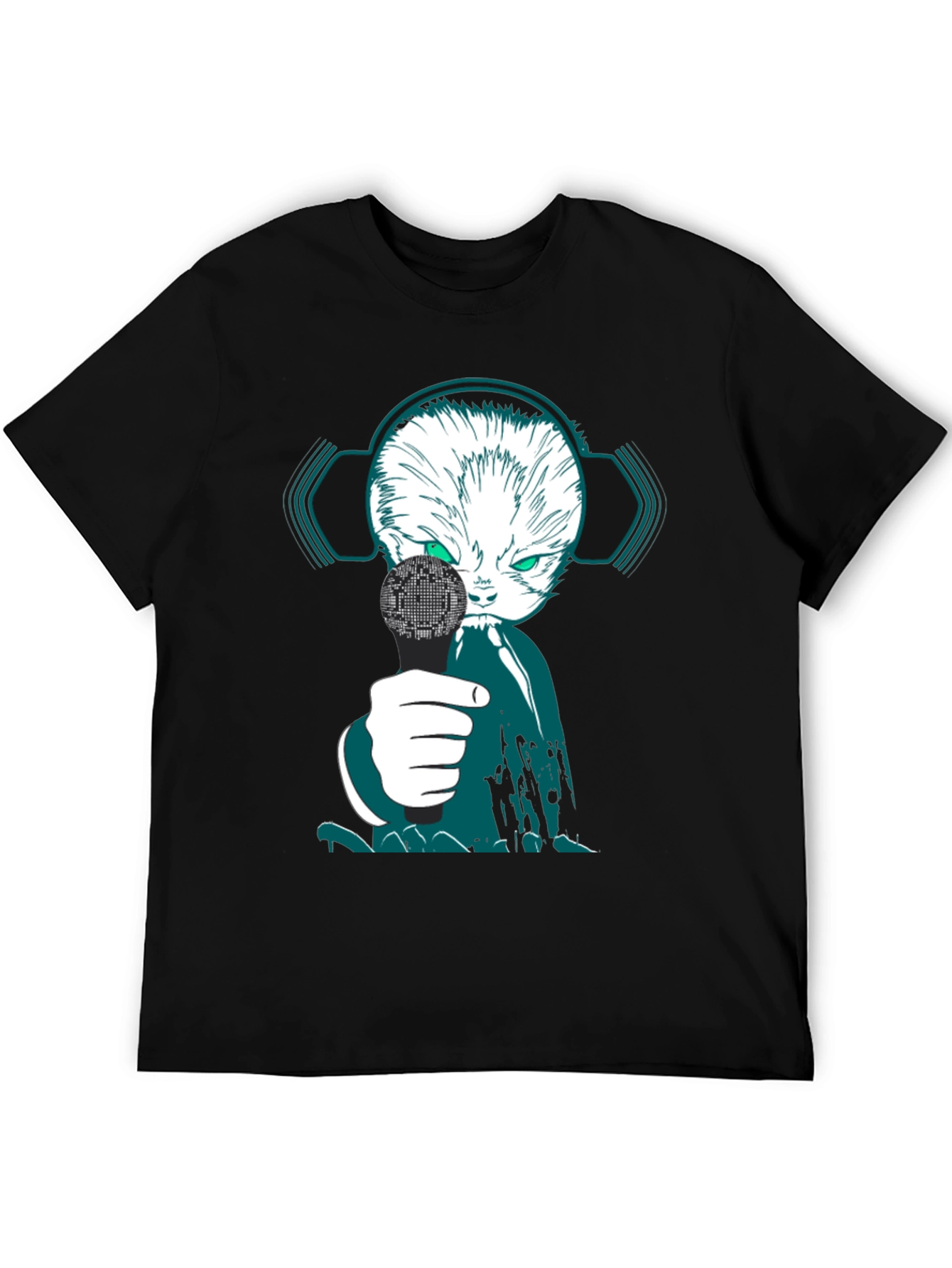 Cyber Cat DJ Graphic Tee - Unique Streetwear