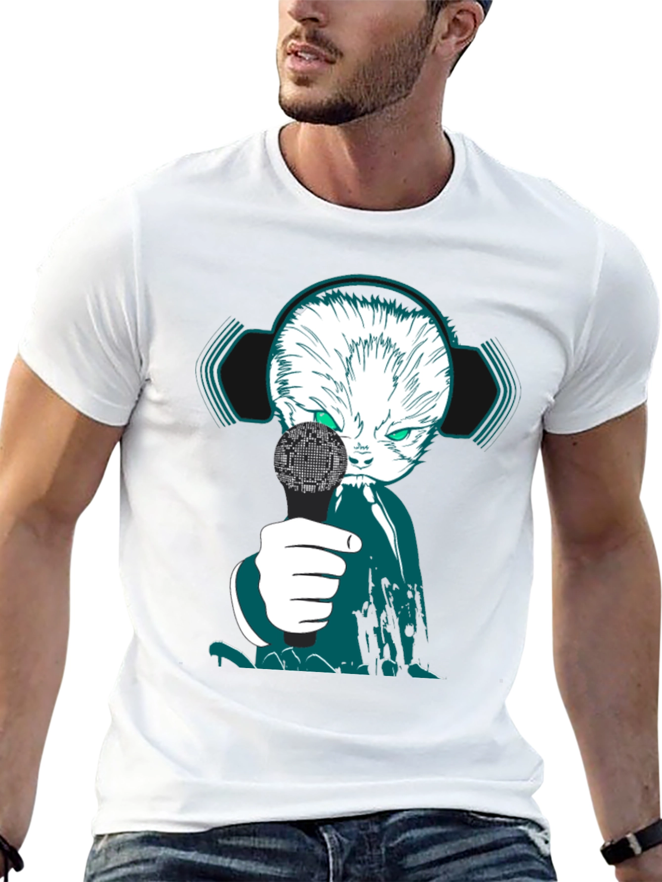 Cyber Cat DJ Graphic Tee - Unique Streetwear