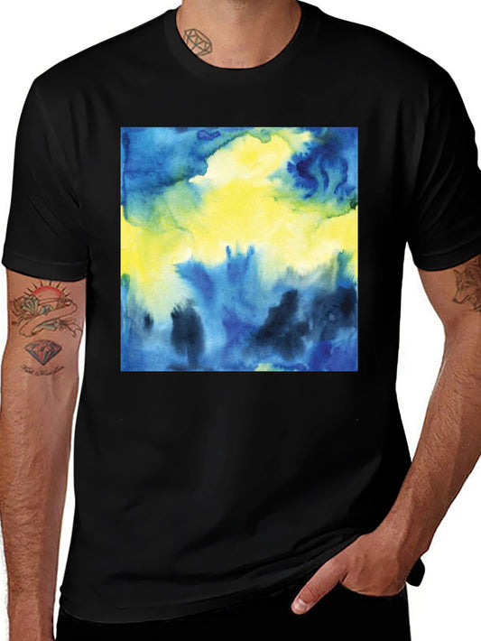 Abstract Watercolor Graphic Tee - Stylish Mens T-Shirt