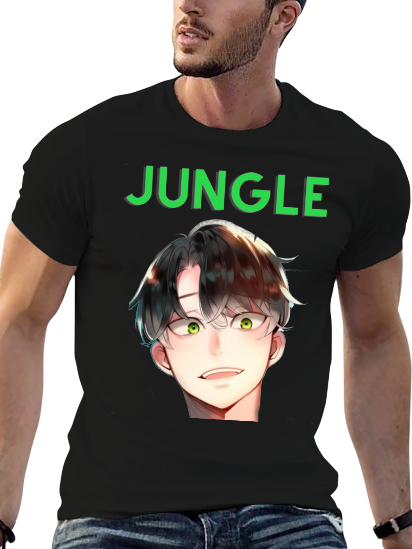 Jungle Anime Graphic Tee - Black