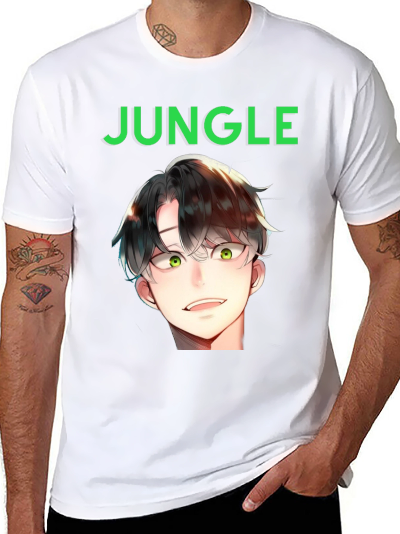 Jungle Anime Graphic Tee - Black