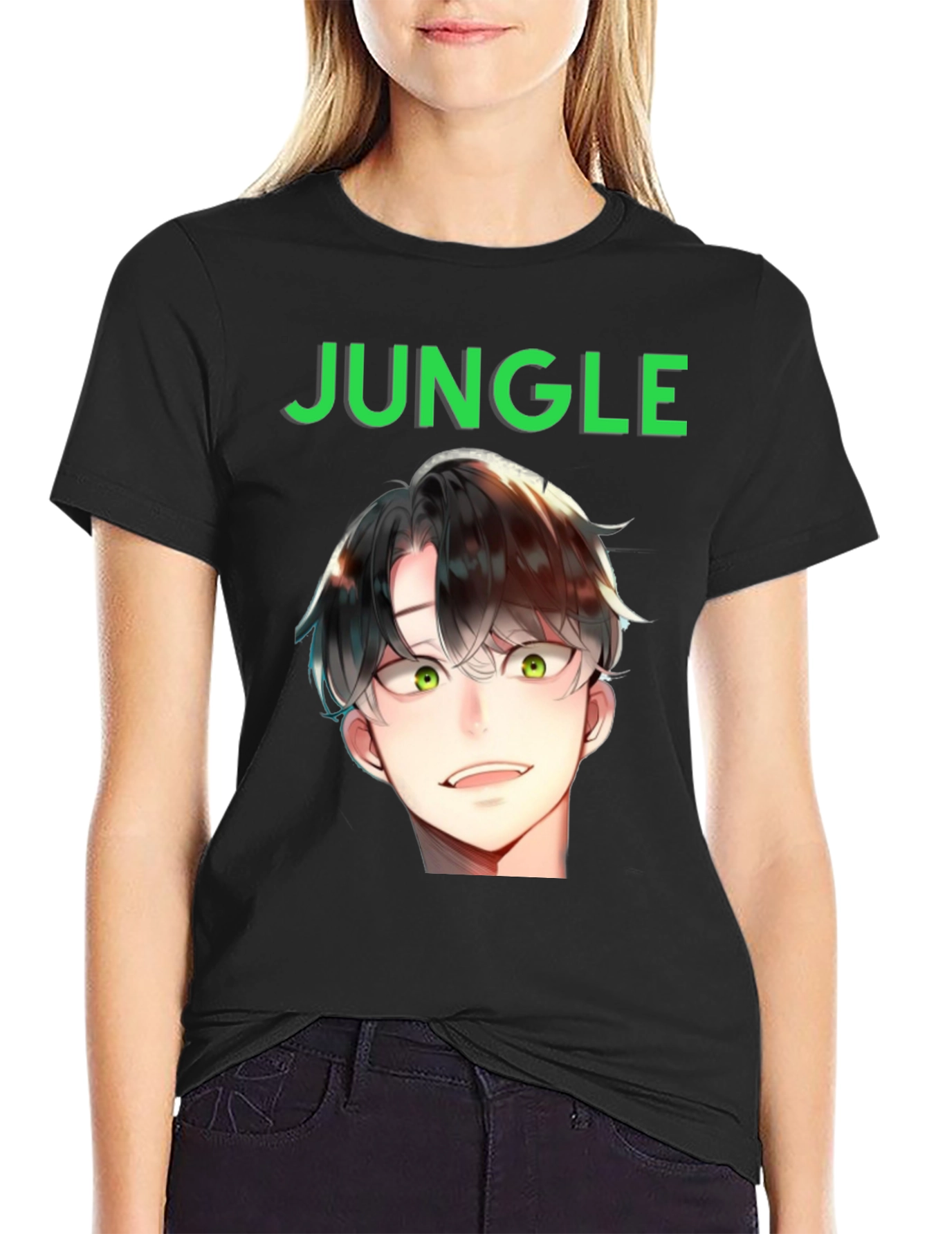 Jungle Anime Graphic Tee - Black