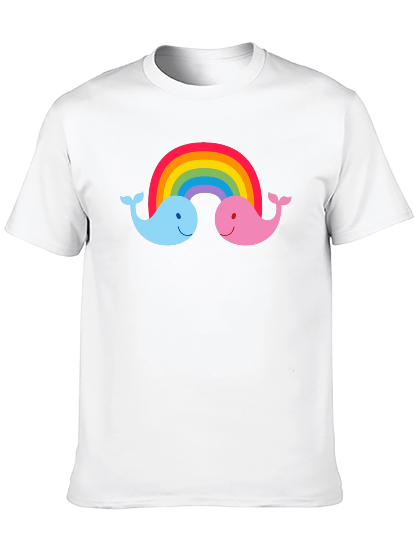 Rainbow Whale Graphic Tee - Black Cotton T-Shirt