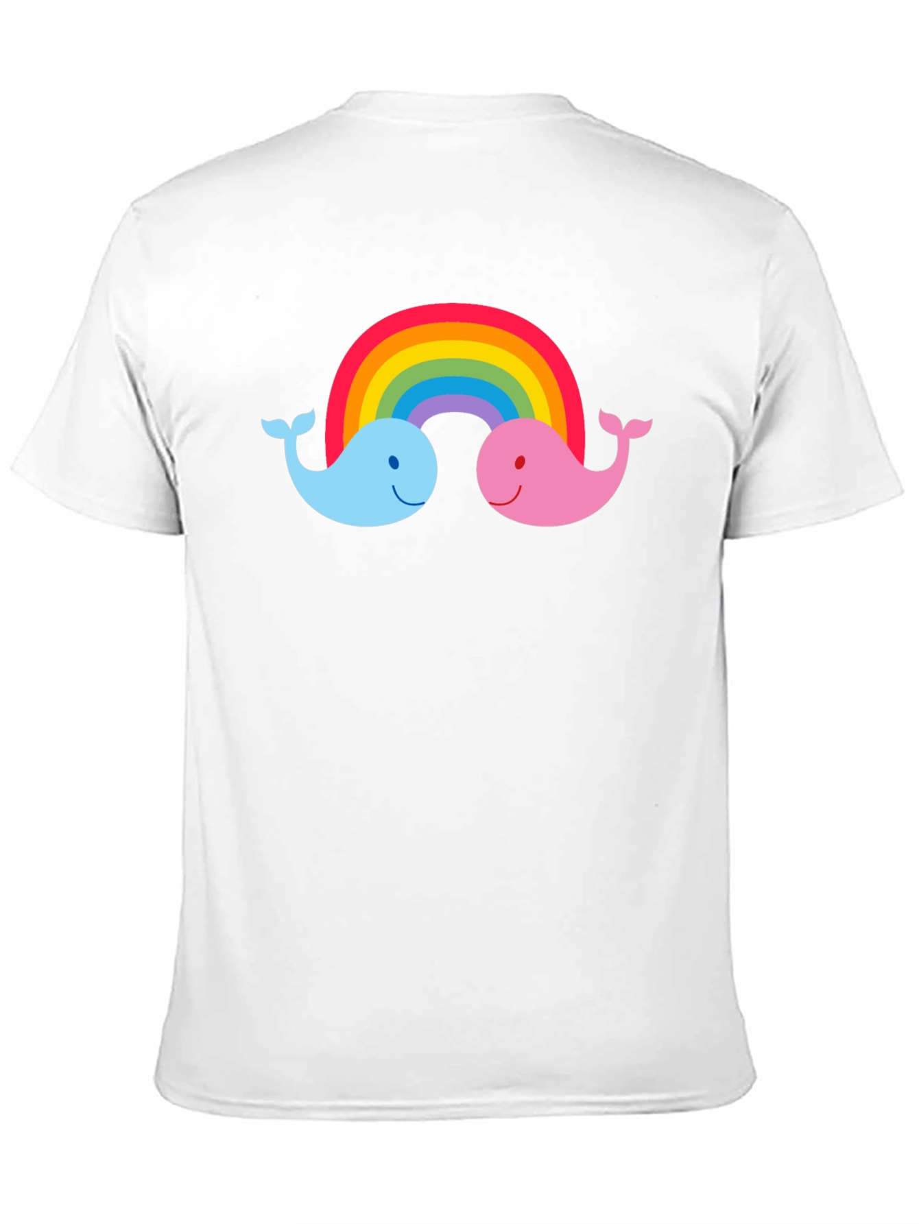 Rainbow Whale Graphic Tee - Black Cotton T-Shirt