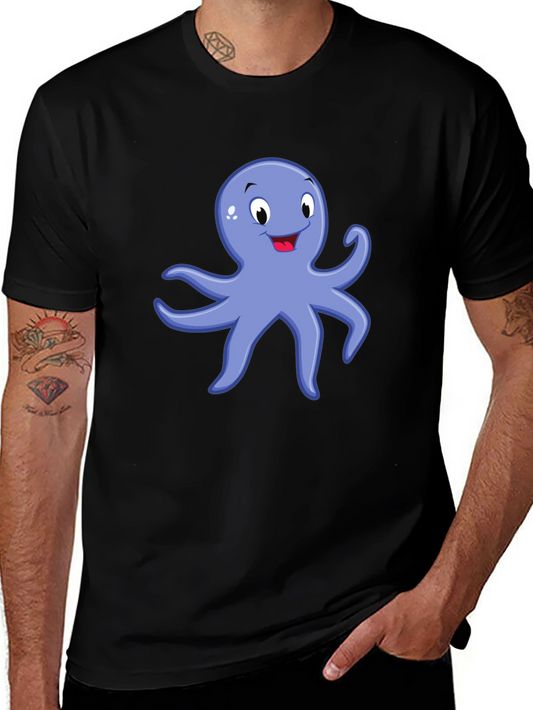 Octopus Graphic Tee - Black Cotton Blend