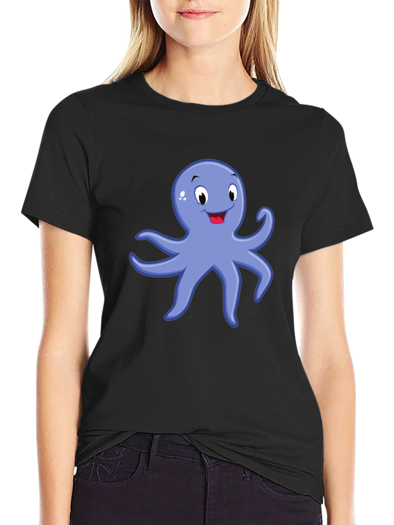 Octopus Graphic Tee - Black Cotton Blend