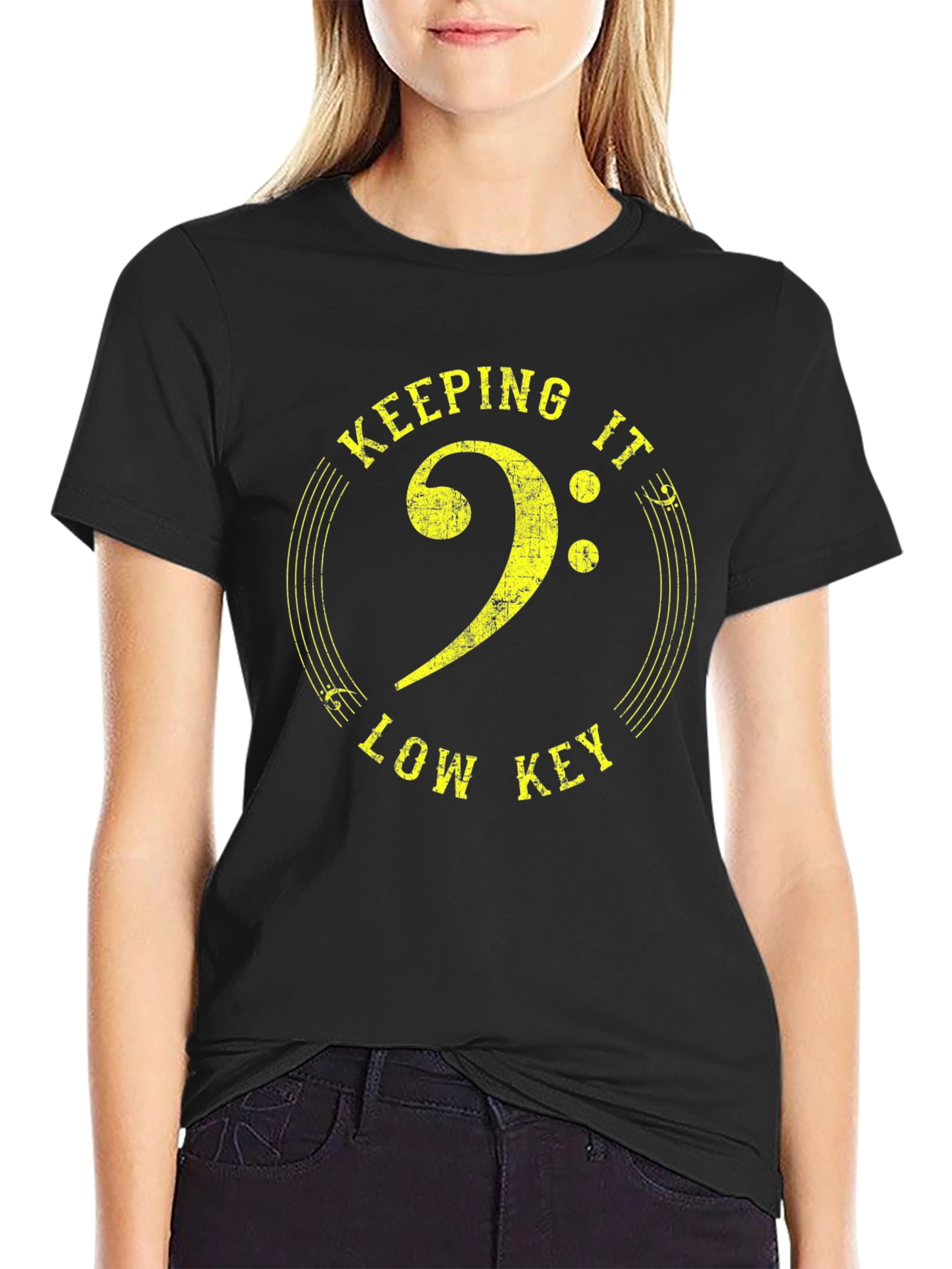 Keeping It Low Key Bass Clef Graphic T-Shirt