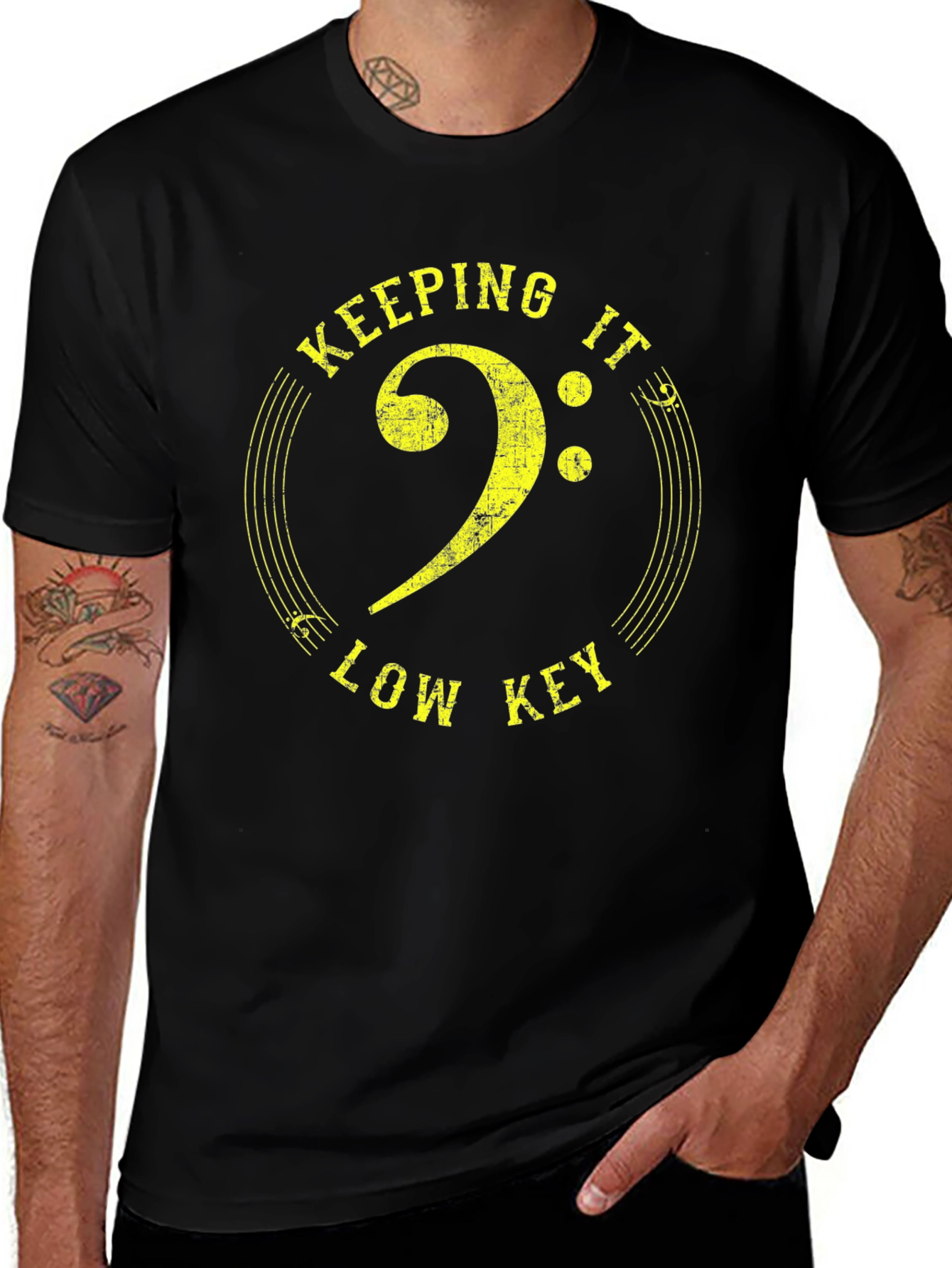 Keeping It Low Key Bass Clef Graphic T-Shirt