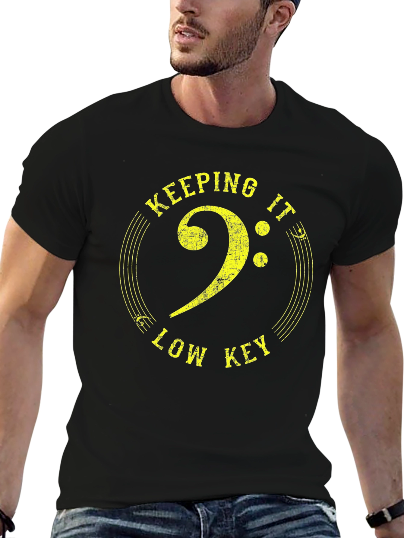 Keeping It Low Key Bass Clef Graphic T-Shirt