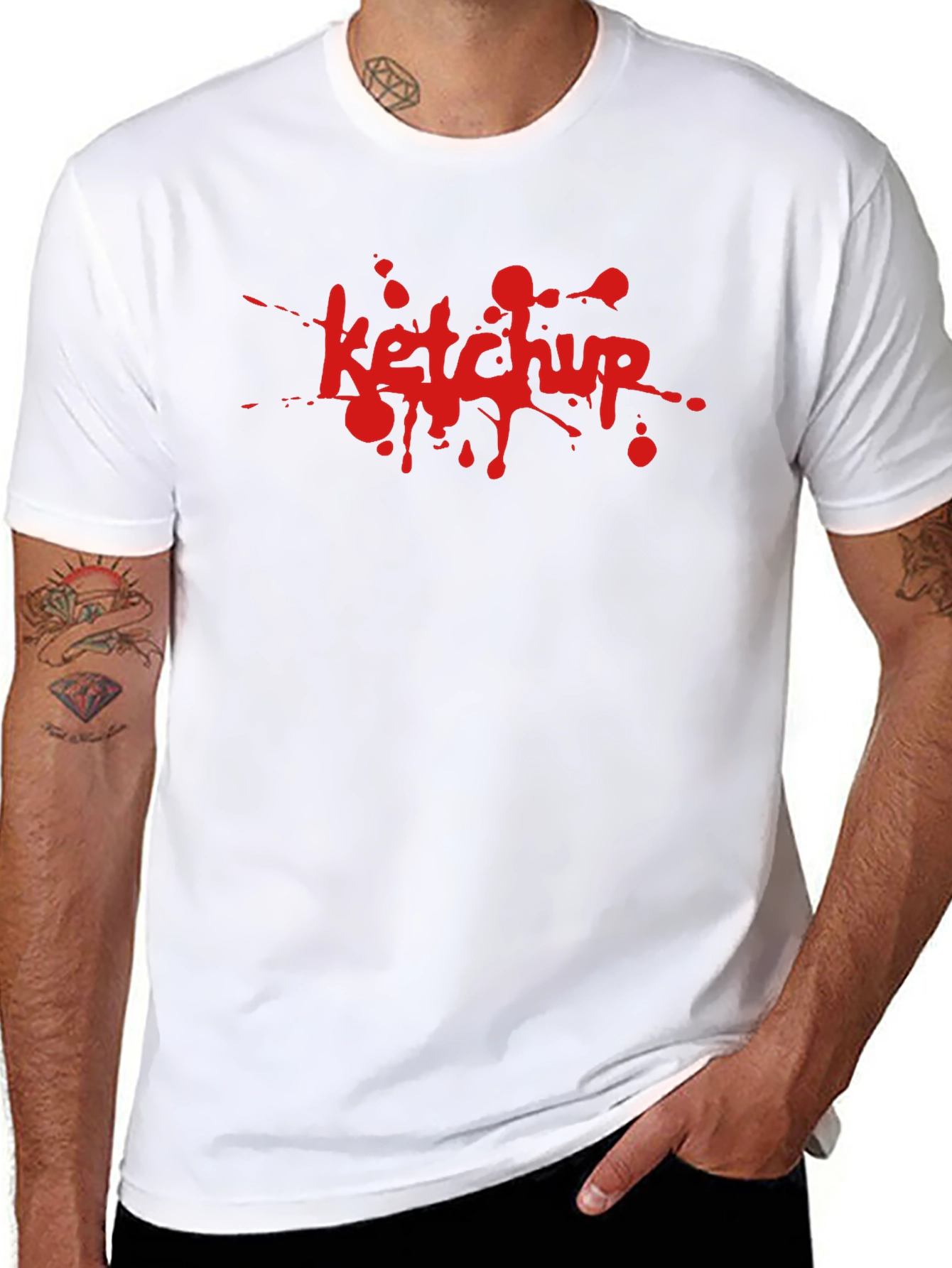 Ketchup Splatter Graphic T-Shirt - Novelty Tee