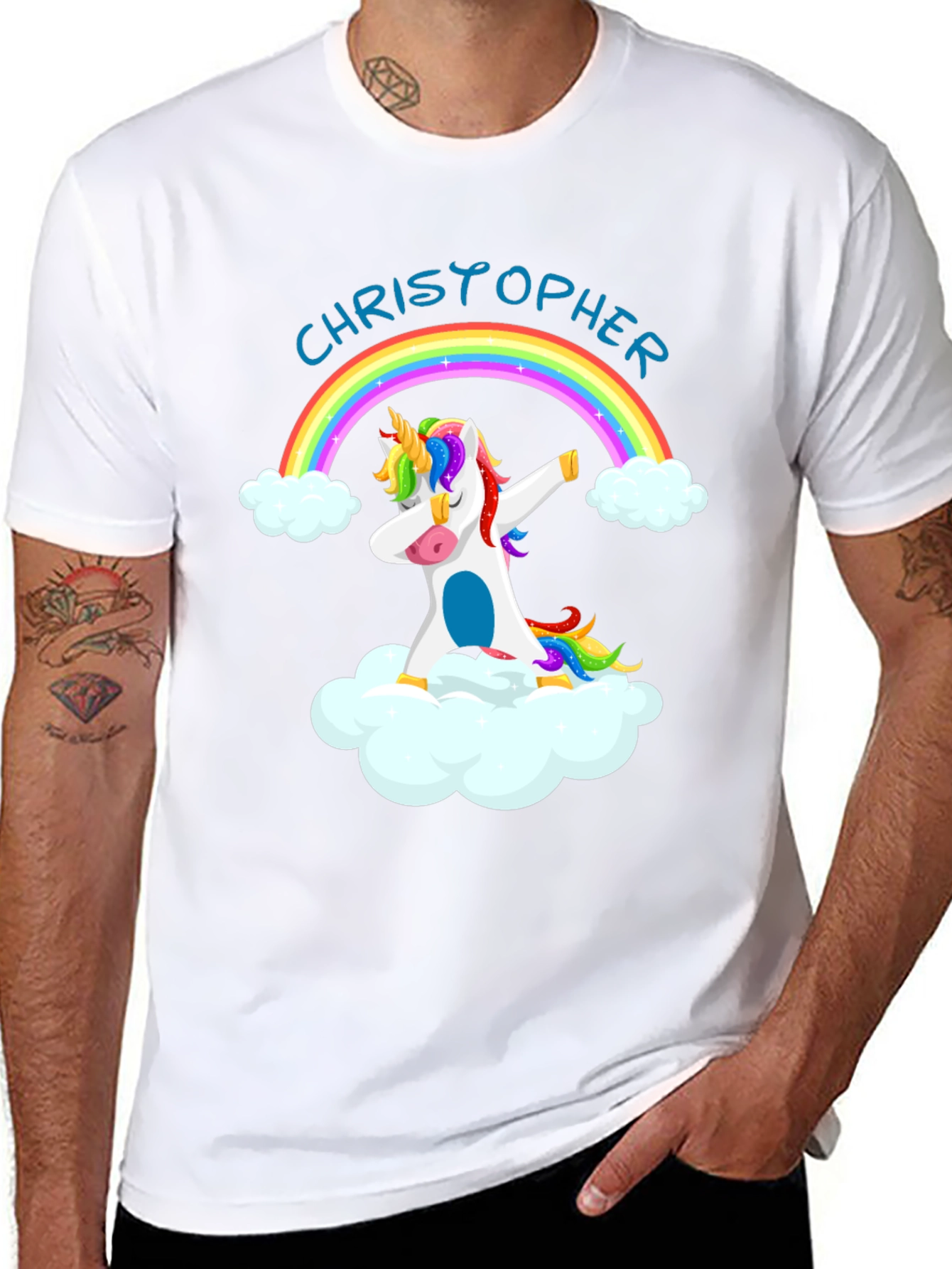 Personalized Unicorn Rainbow Dabbing Graphic T-Shirt