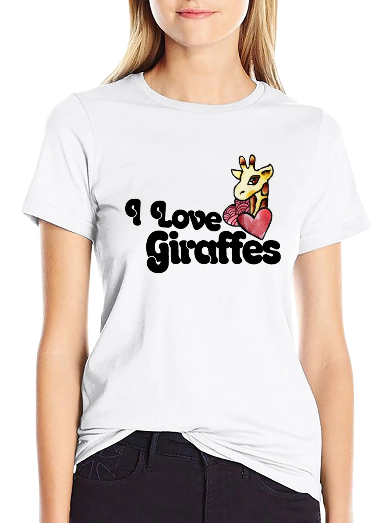 I Love Giraffes T-Shirt - Black Graphic Tee