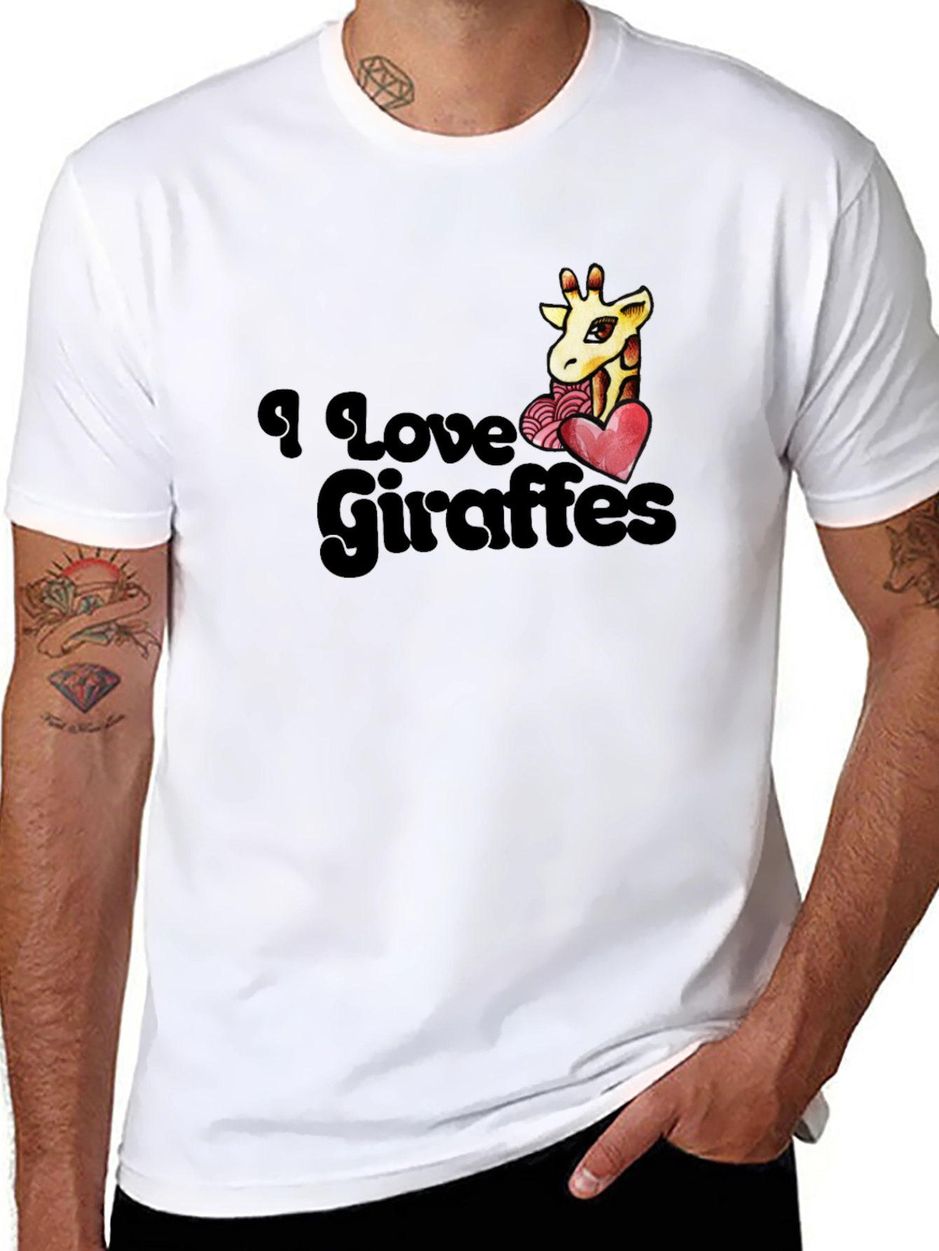 I Love Giraffes T-Shirt - Black Graphic Tee