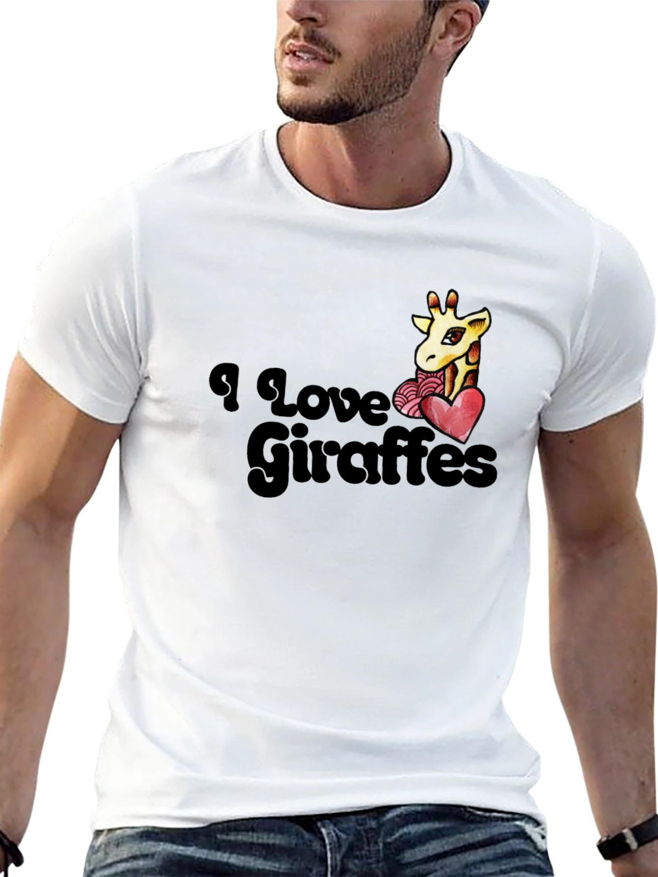 I Love Giraffes T-Shirt - Black Graphic Tee