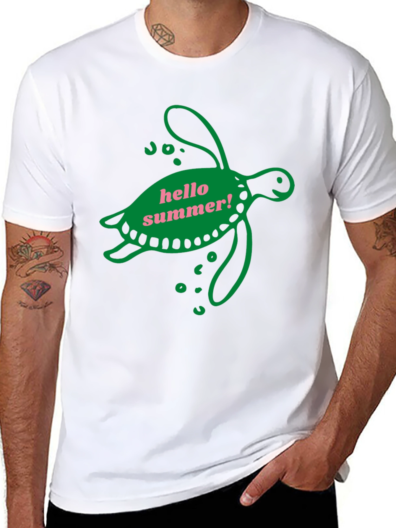 Hello Summer Turtle Graphic Tee - Black