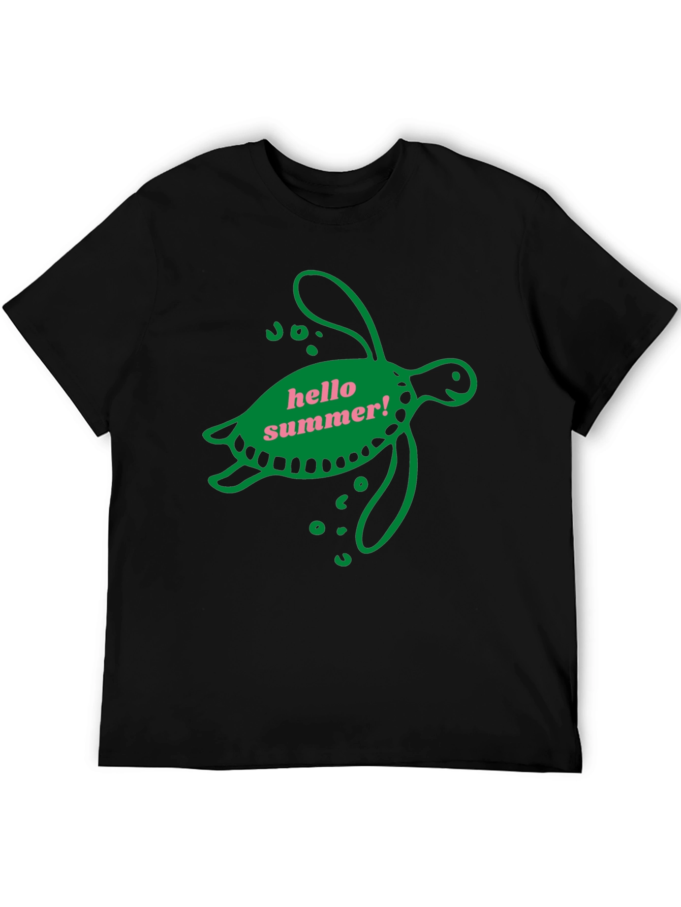 Hello Summer Turtle Graphic Tee - Black