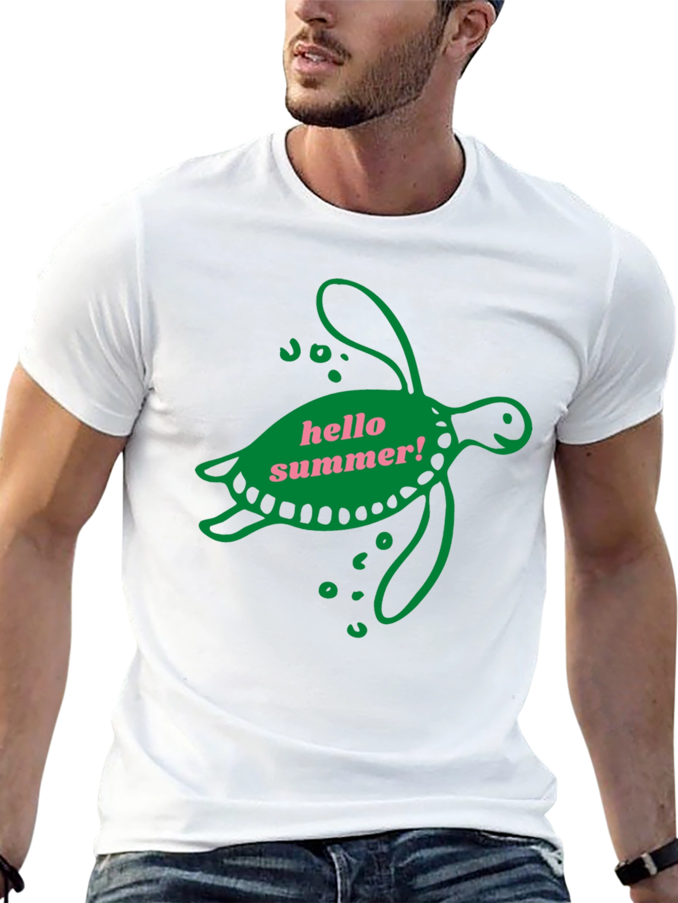 Hello Summer Turtle Graphic Tee - Black