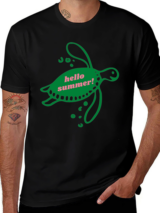 Hello Summer Turtle Graphic Tee - Black