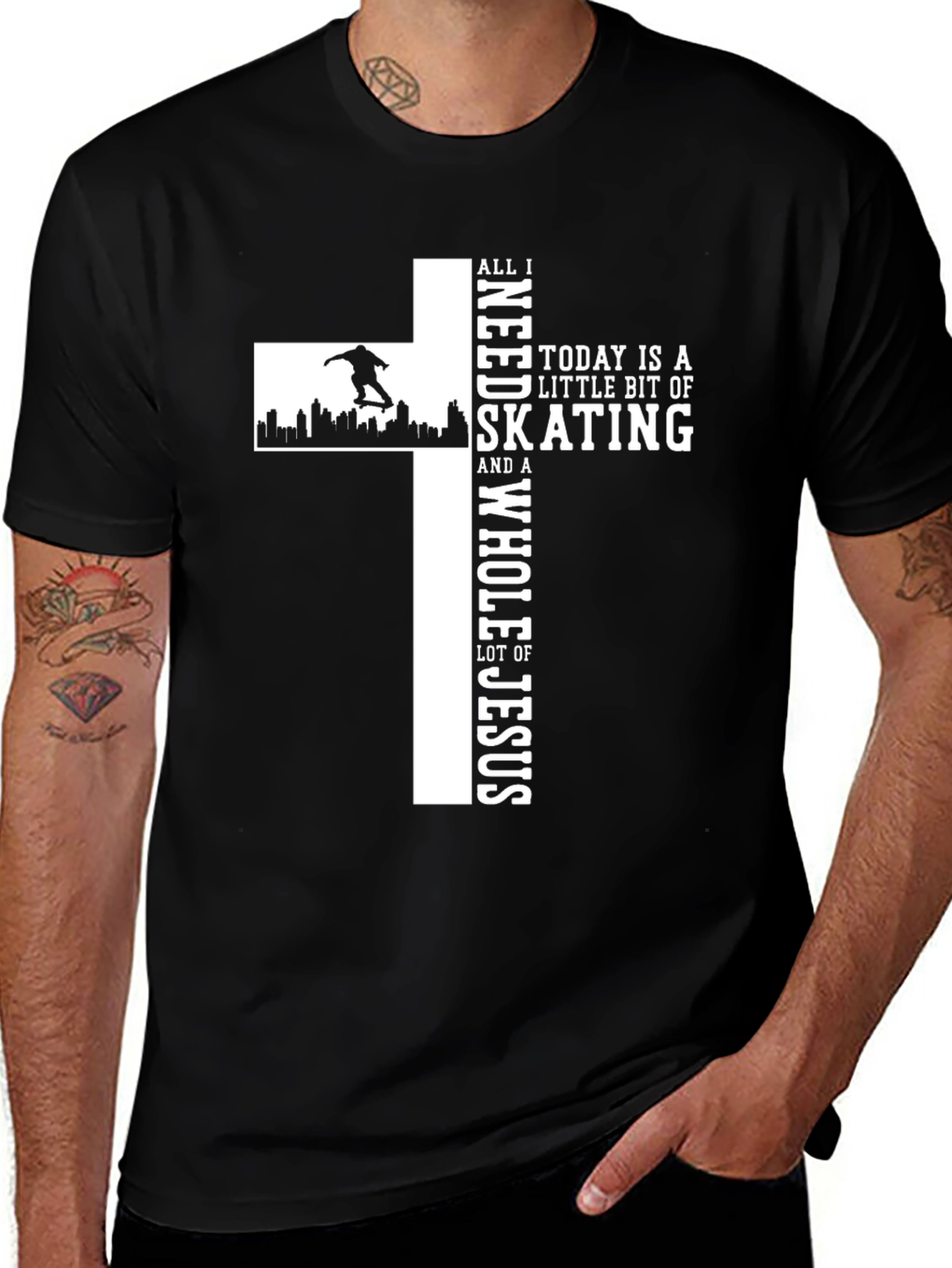 Skating and Jesus Graphic T-Shirt