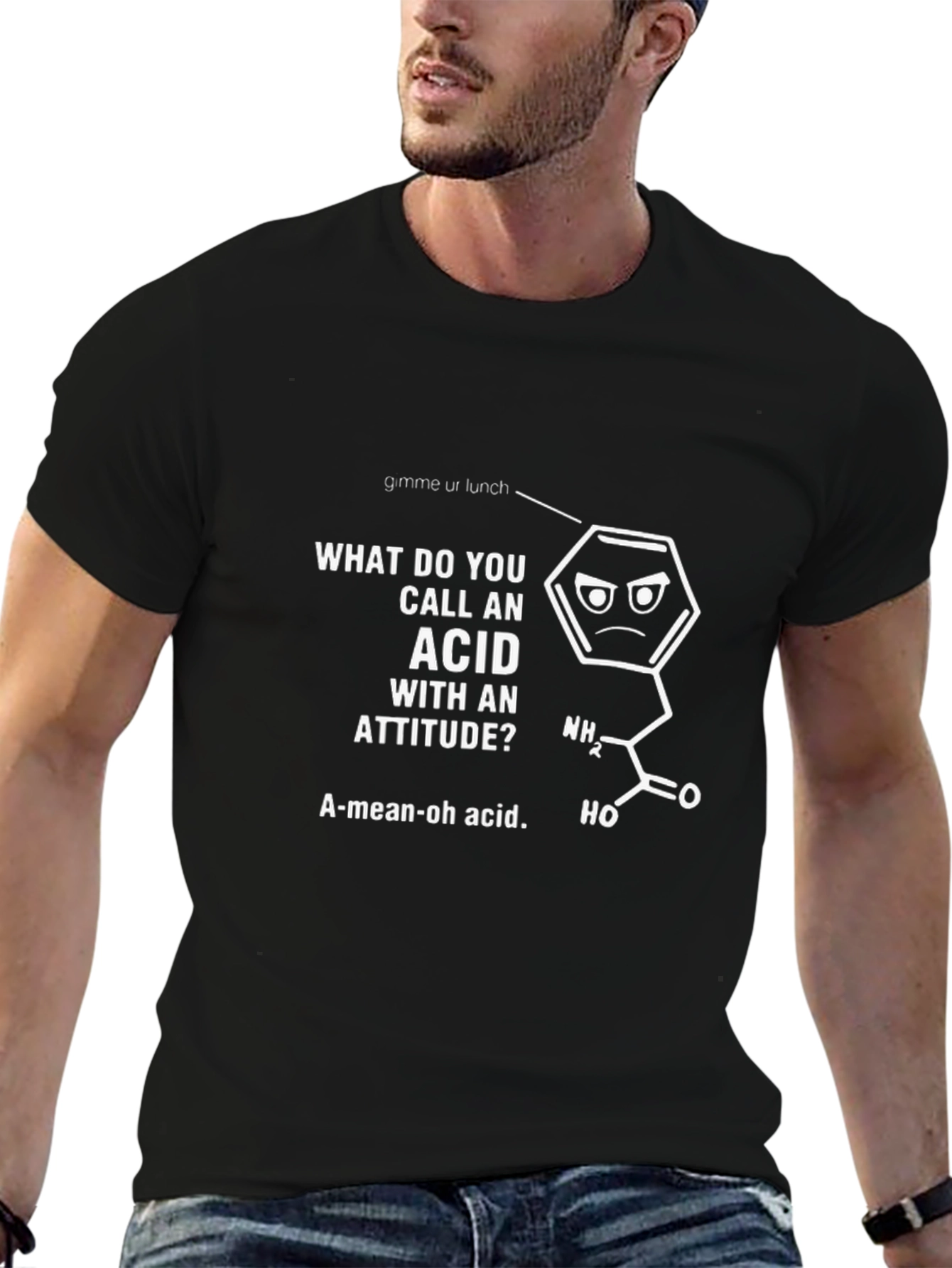 Funny Chemistry Pun T-Shirt - Amino Acid Attitude