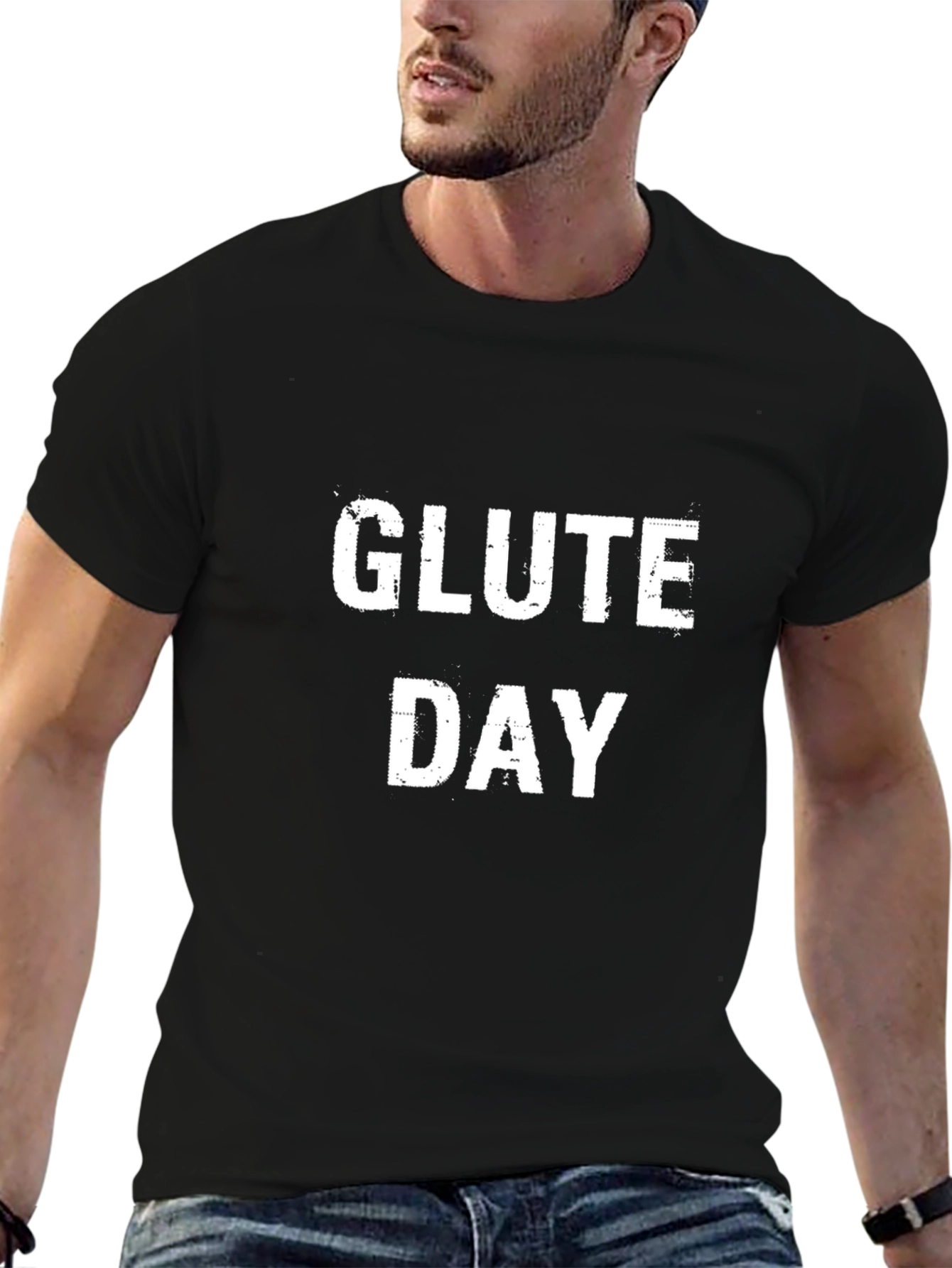 Glute Day Graphic Tee - Black Cotton T-Shirt
