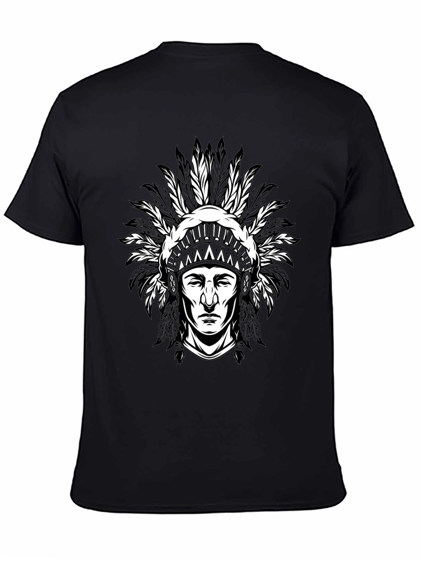 Native American Chief Graphic T-Shirt - Black