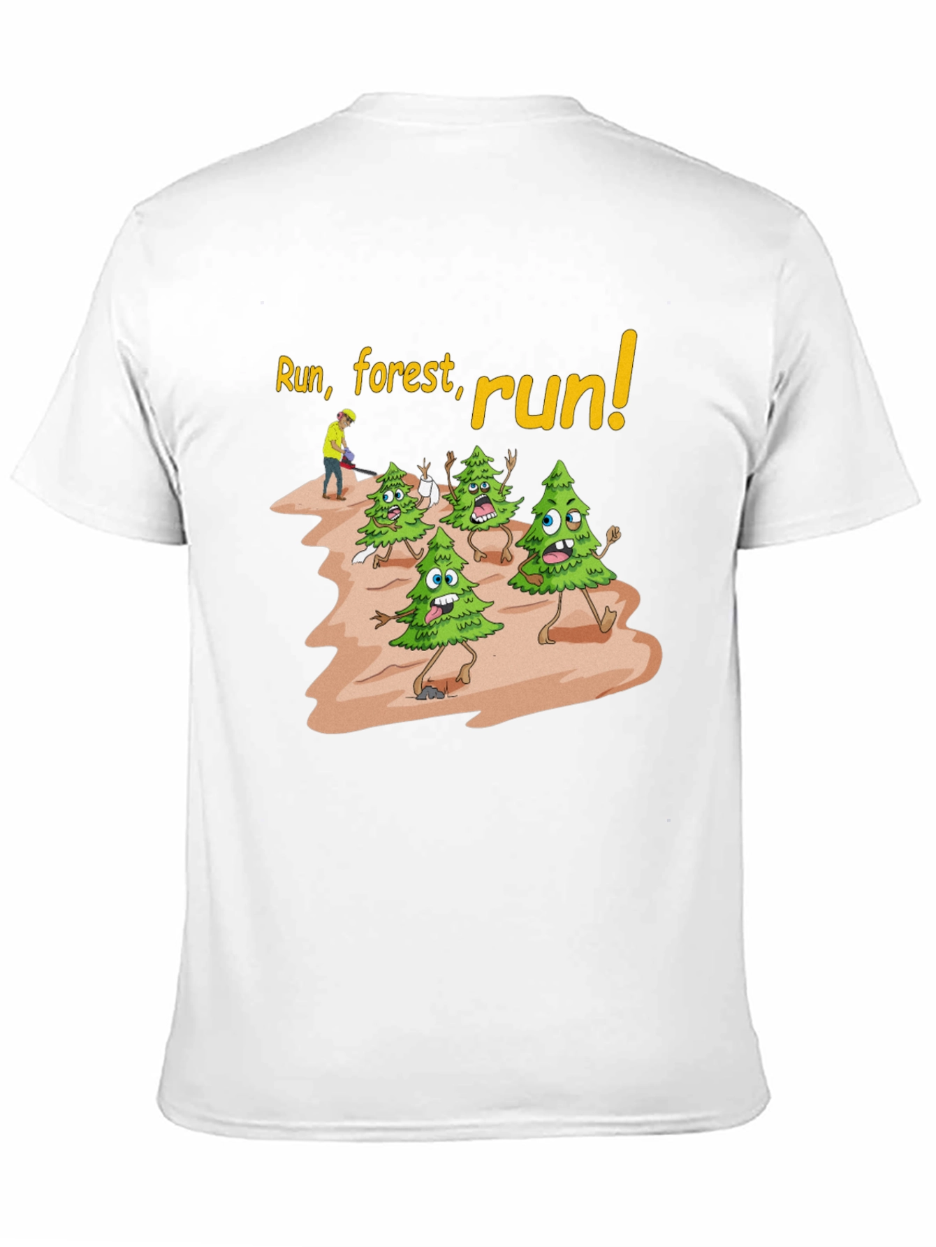 Run Forest Run T-Shirt Funny Cartoon Trees