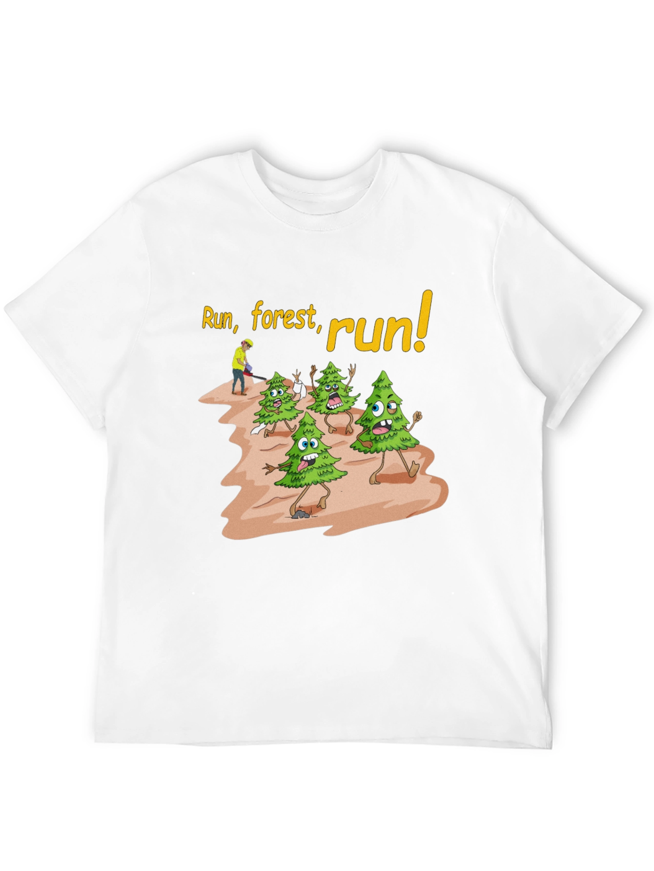 Run Forest Run T-Shirt Funny Cartoon Trees