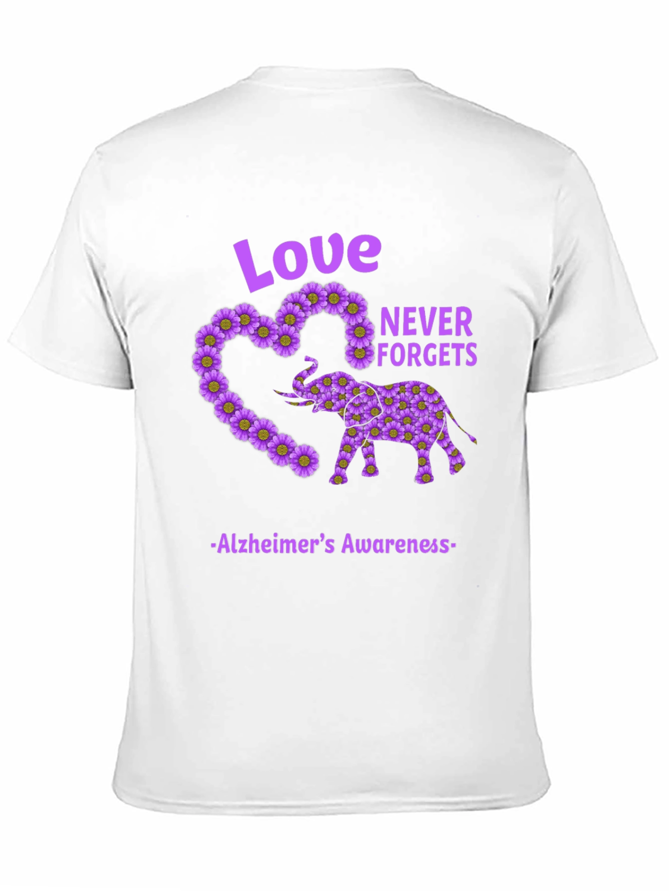 Alzheimers Awareness Love Never Forgets Elephant T-Shirt